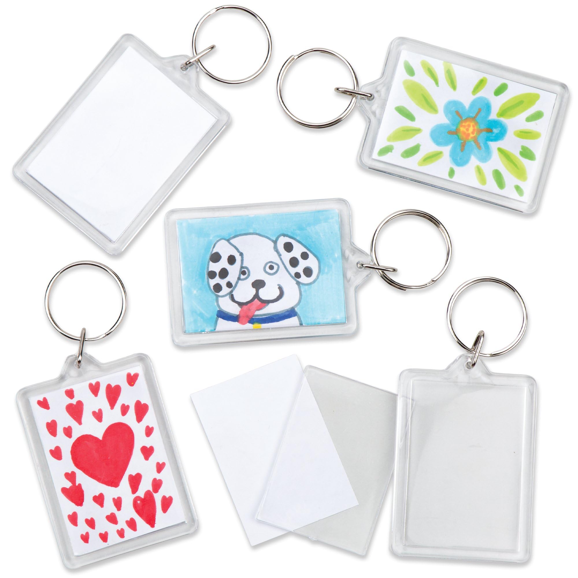 Baker Ross Make Your Own Keyring Kit - Pack of 8 | Craft Kit for Kids | White Plastic 1