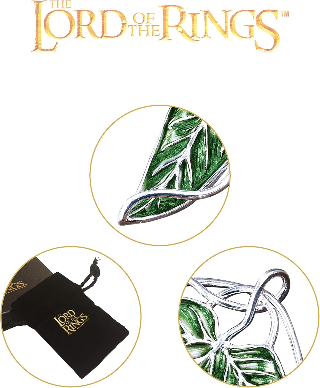 The Noble Collection The Lord of the Rings Elven Leaf Brooch - Green Enamelled Costume Jewellery Pin (NN9831) 4