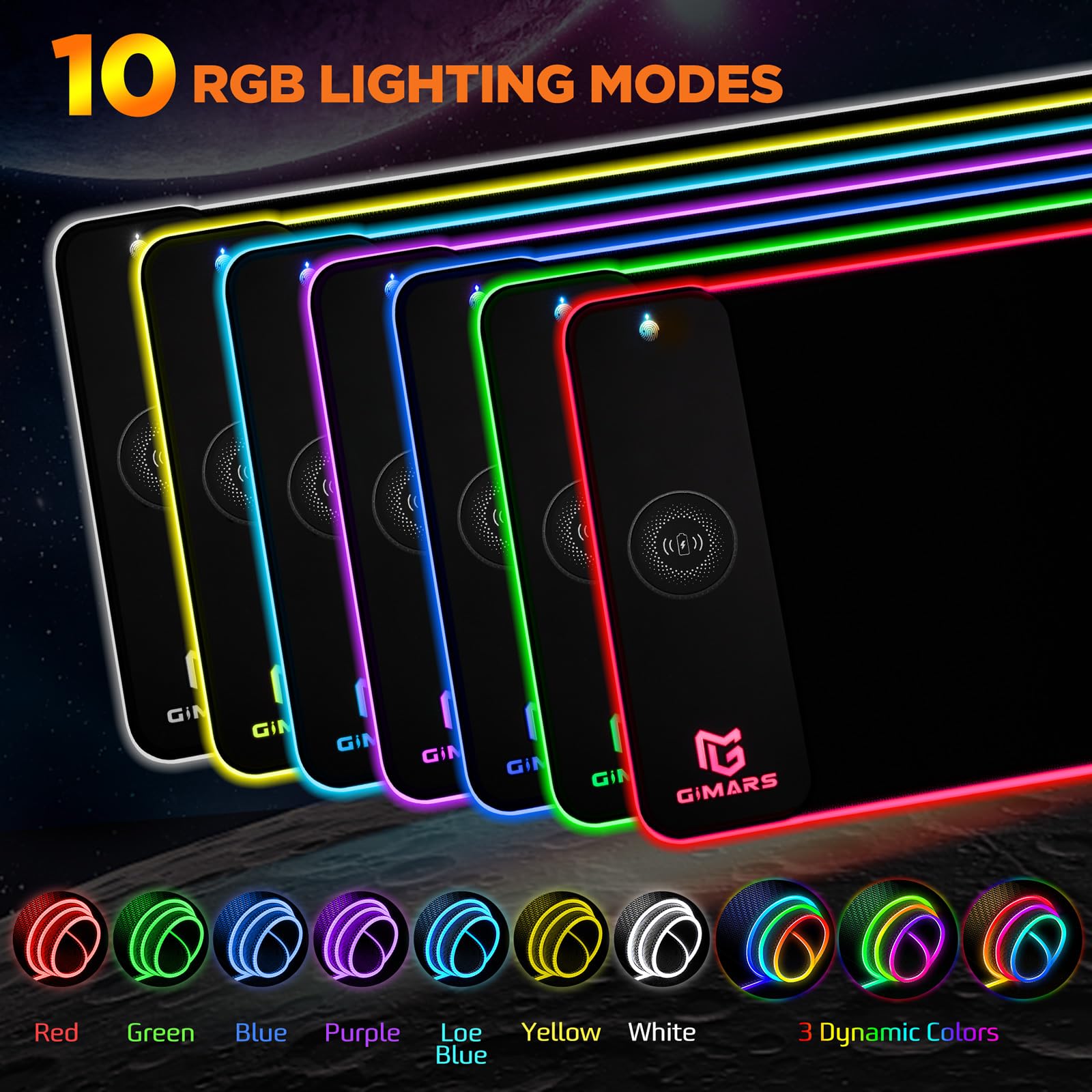 Gimars RGB Gaming Mouse Pad with 15W Wireless Charging, XL Mat 800x300mm 3
