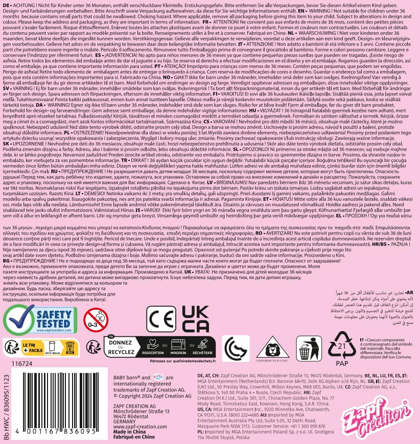 BABY born Princess on Ice 836095 - Princess Dress with Ice Skates & Tiara for Dolls 18