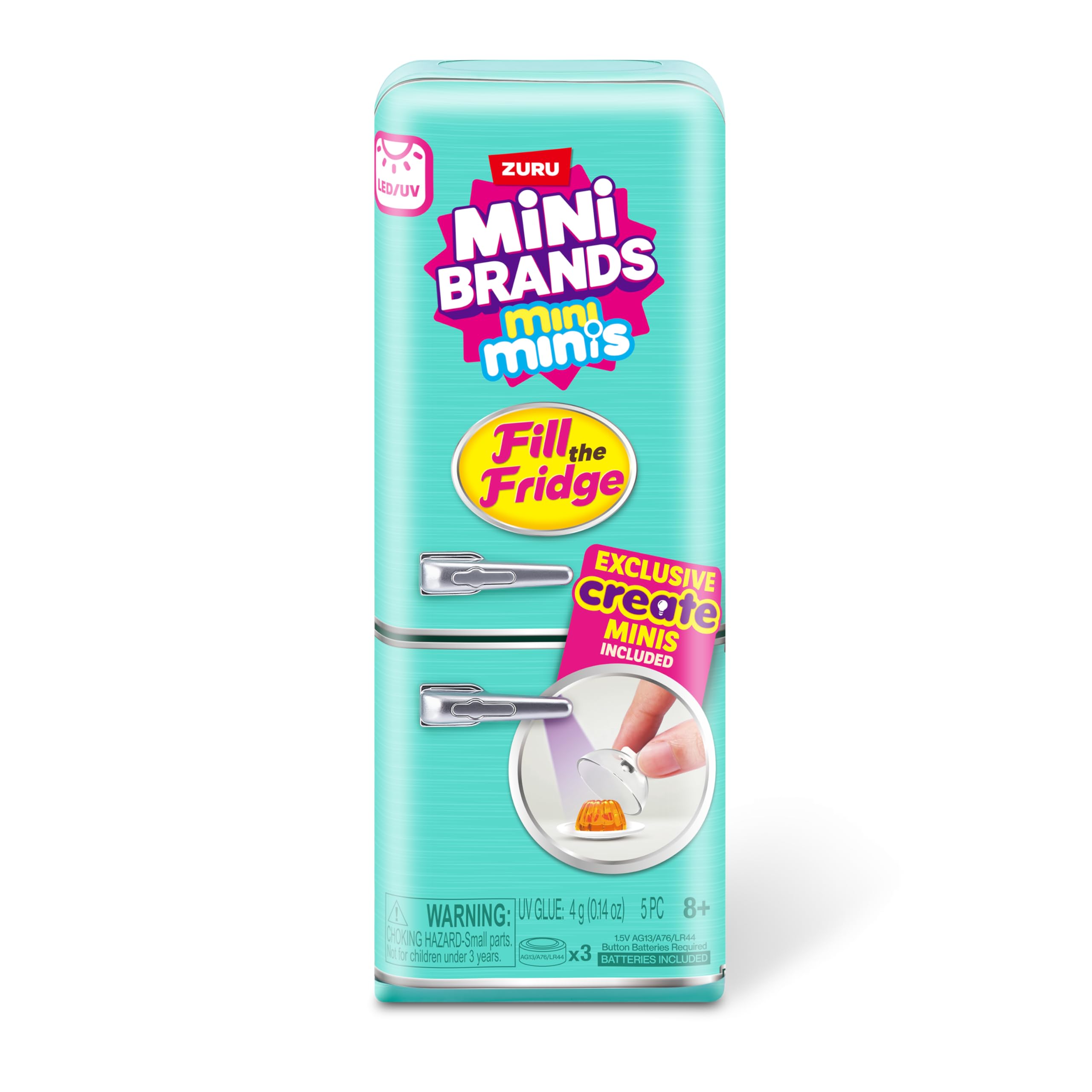 Mini Brands Fill The Fridge Playset with UV Light by ZURU | Includes 2 Exclusive Minis | Ages 8+