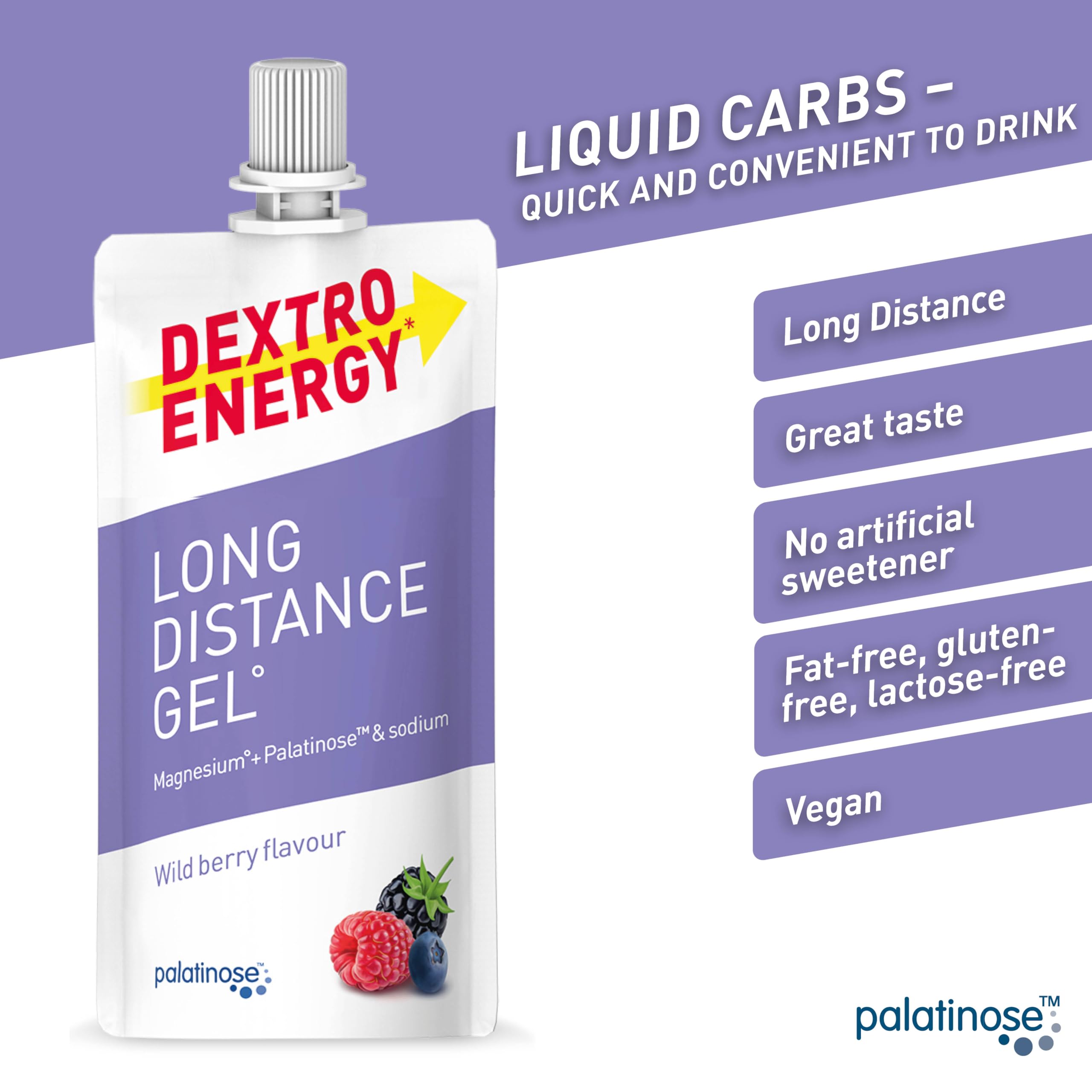 Dextro Energy Long Distance Gel Wild Berry - 50ml Sachet with Fast & Long-Lasting Energy for Endurance Sports 4