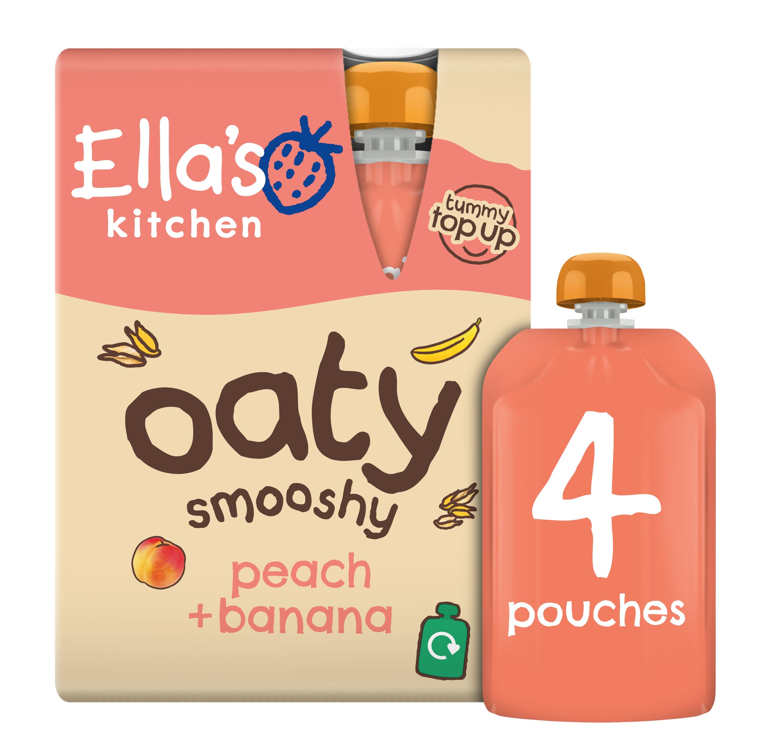 Ella's Kitchen Peach + Banana Oaty Smooshy 4 x 90g 1