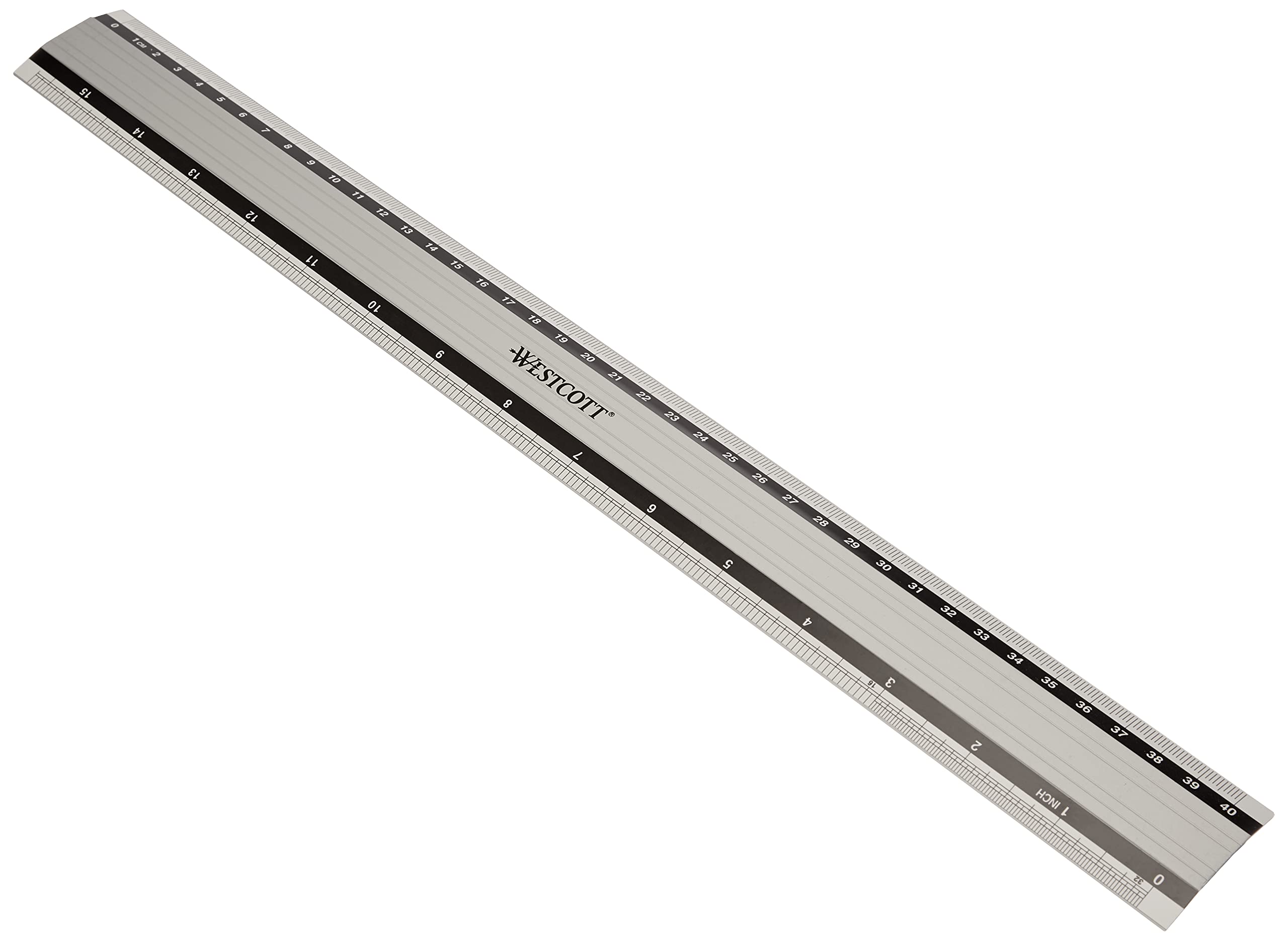 Westcott E-10192 00 Aluminum Ruler - 40 cm / 16' Length | Metric & Inch Scale