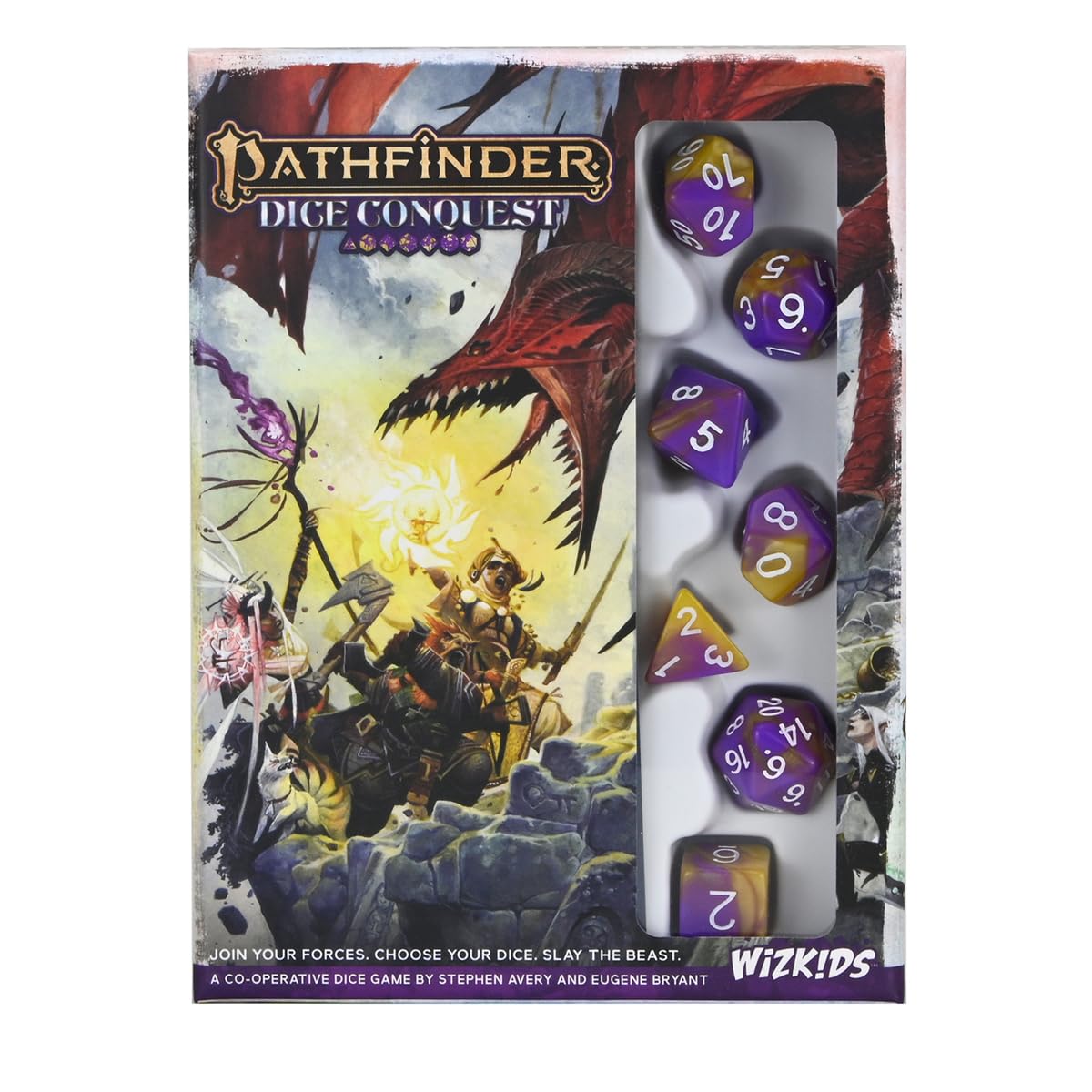 WizKids Pathfinder Dice Conquest Card Game | Solo or Co-op for up to 4 Players | Includes 7 Polyhedral Dice