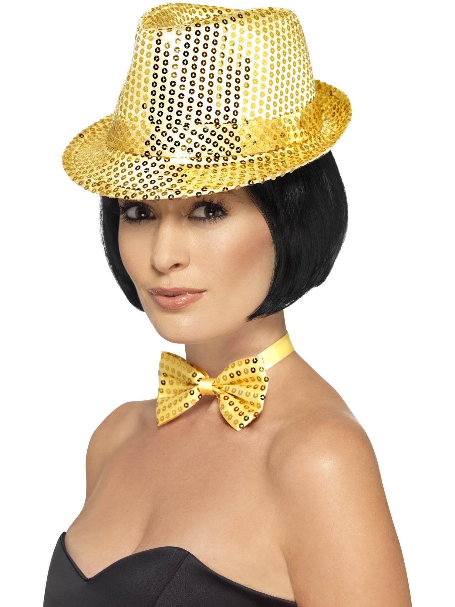 Smiffys Sequin Trilby Hat - Gold, One Size 1