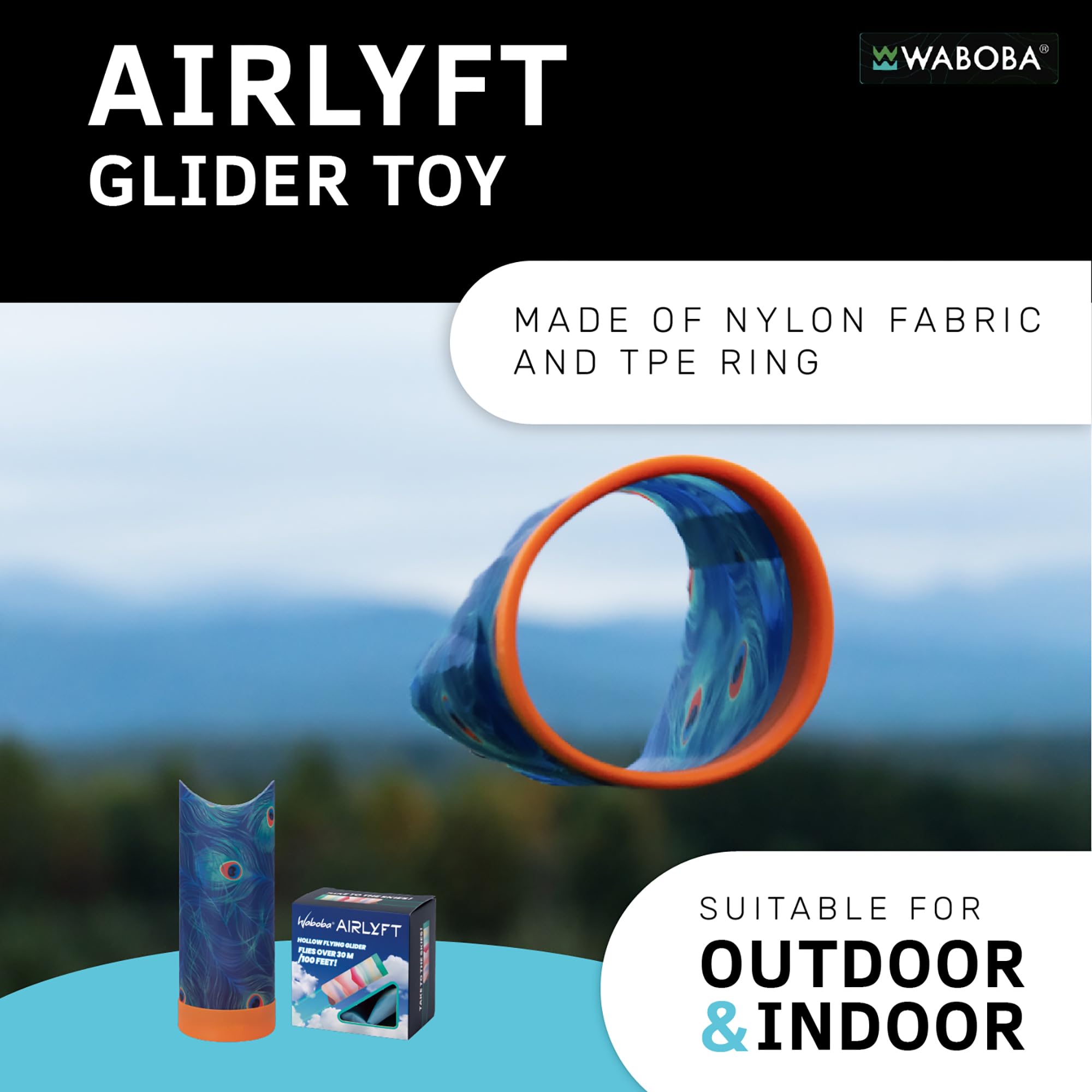Waboba Airlyft - Lightweight Air Glider Toy for Ages 3+ | Flies Over 30m | Indoor/Outdoor Play