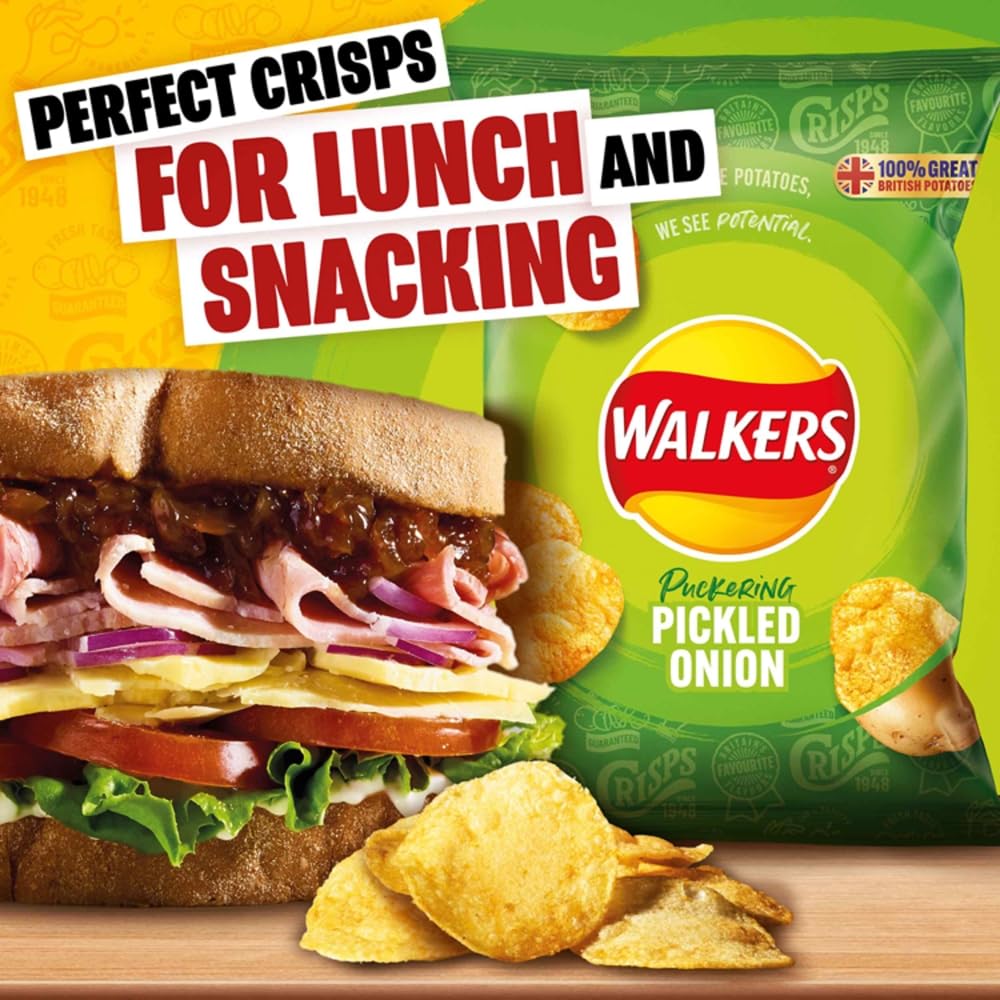 Walkers Crisps Pickled Onion 6x25g Multipack