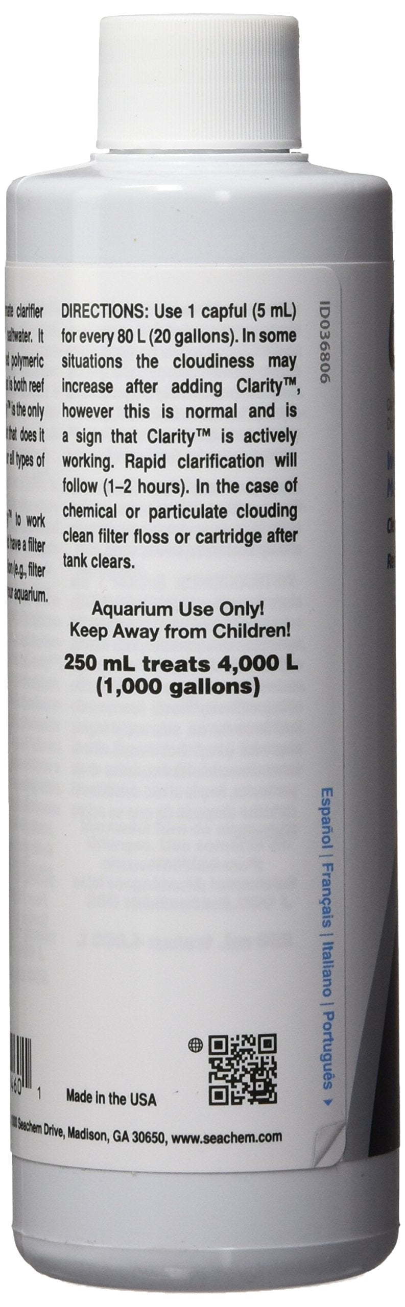 Seachem Clarity Water Clarifier - Marine & Freshwater Clouding Removal | 250 ml 3