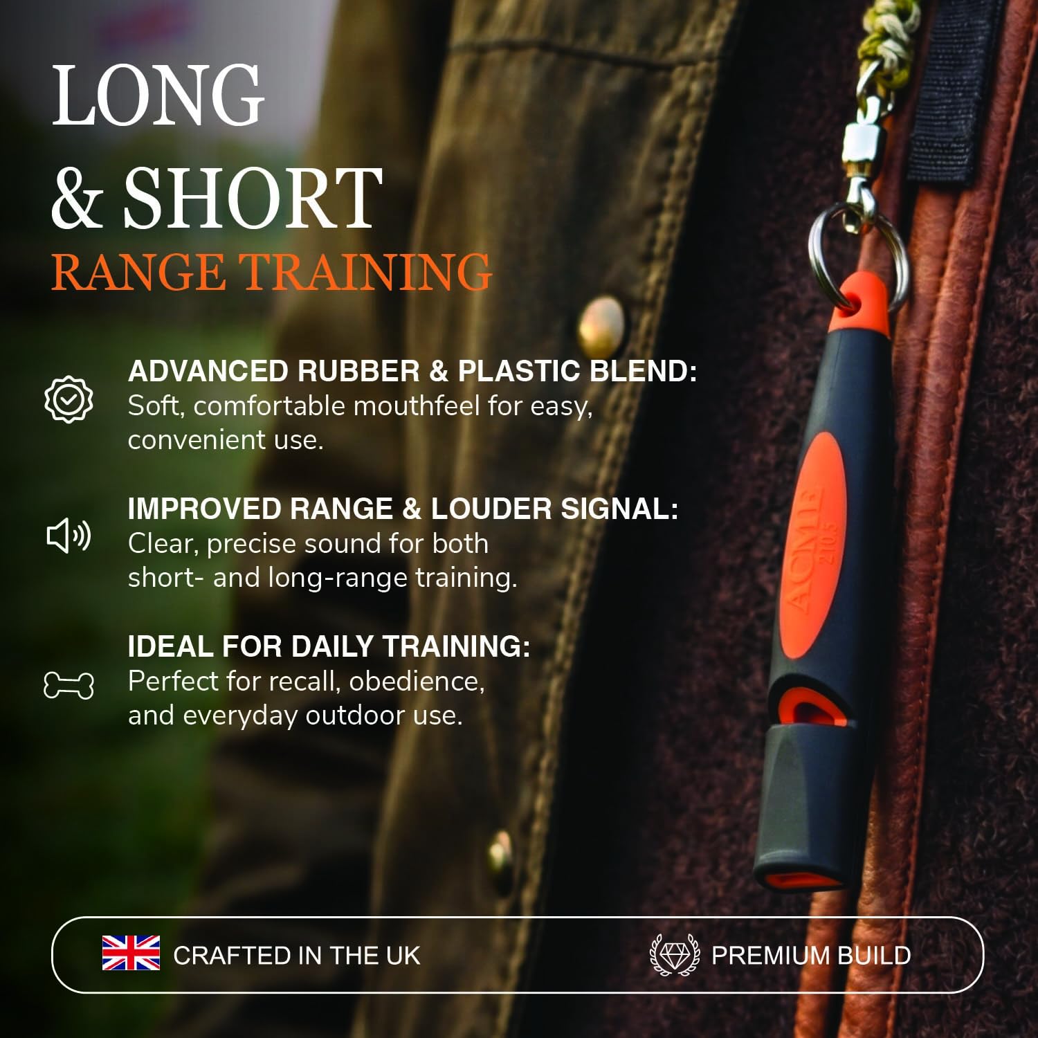 ACME 210.5 Alpha Dog Whistle - 6200Hz Precision for Spaniels | Black/DG Orange 3