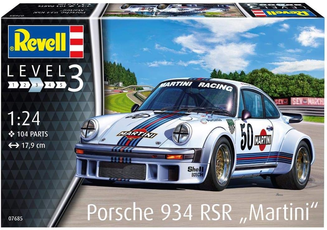 Revell Porsche 934 RSR 'Martini Racing' 1:24 Plastic Model Kit - Building Toy for Ages 3+ 3