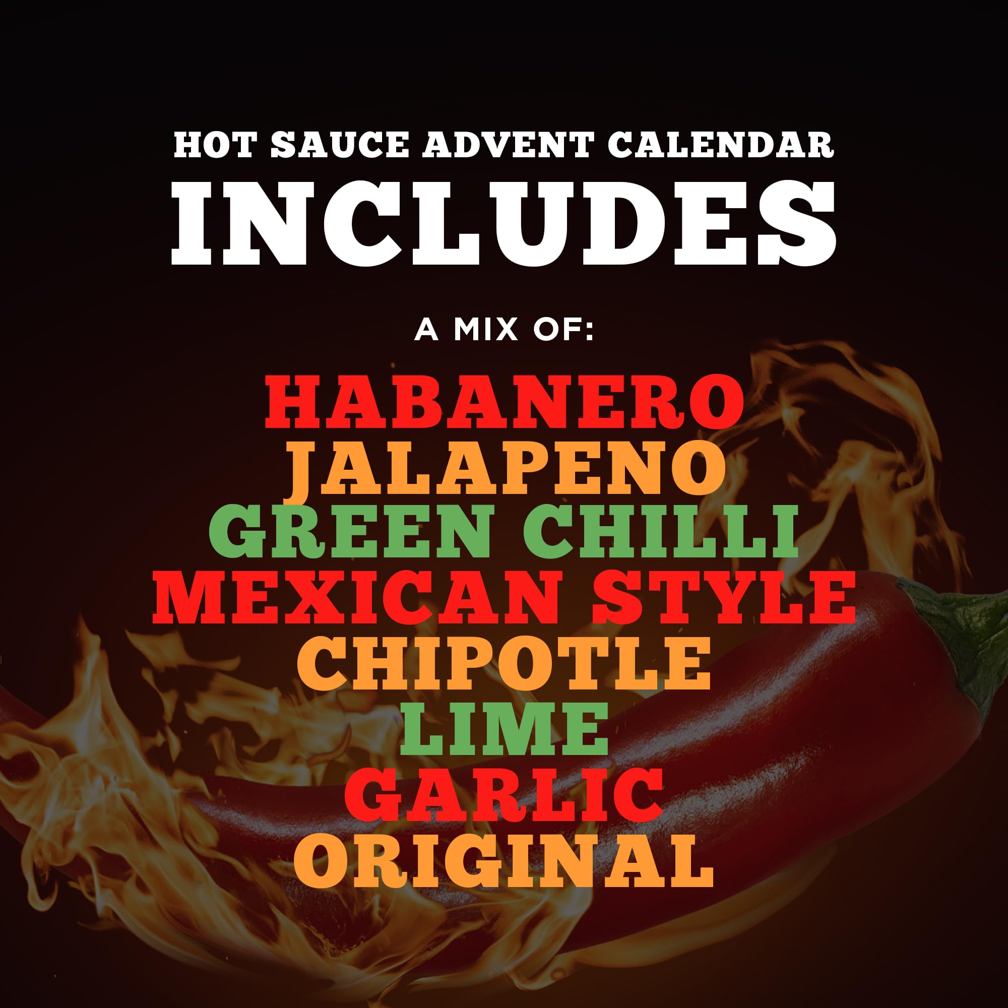 Beams International - Turn Up The Heat Hot Sauce Advent Calendar – Chilli Sauce Gift Set With 24 4
