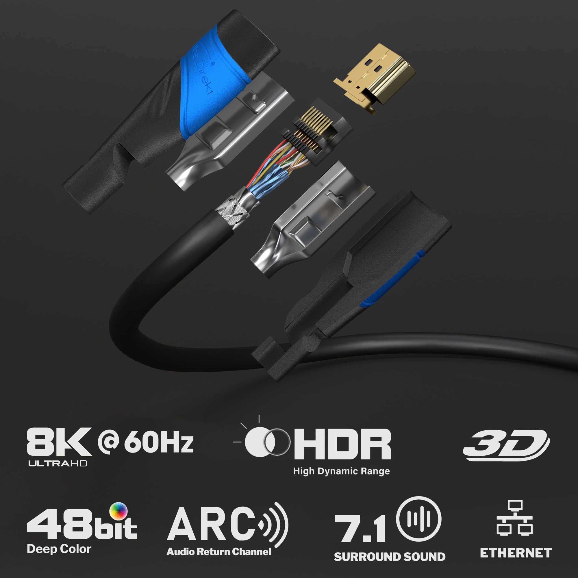 KabelDirekt HDMI Cable - 3m | 8K@60Hz, 4K@120Hz | Male-to-Male