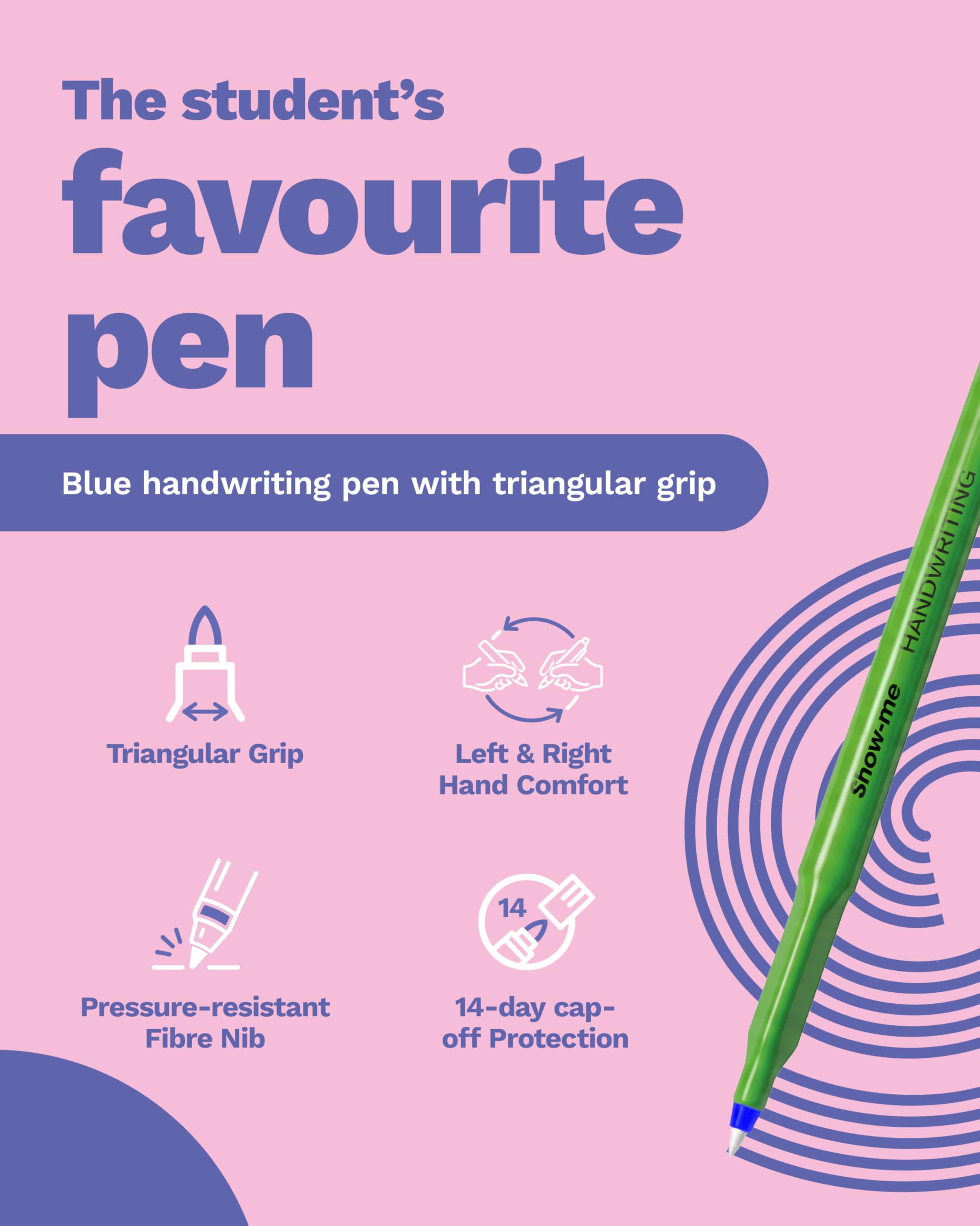 Swash KOMFIGRIP THW12BU Stick Ballpoint Pens - Washable Ink, Pressure-Resistant Tip | Blue, Pack of 12