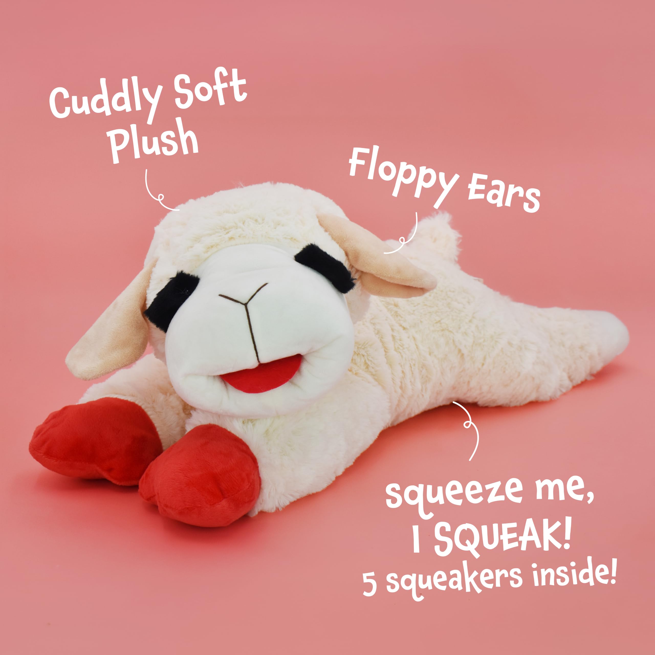 Multipet Lamb Chop Jumbo White Plush Dog Toy - 24-Inch XXL for Large Dogs | Single Squeaker 4