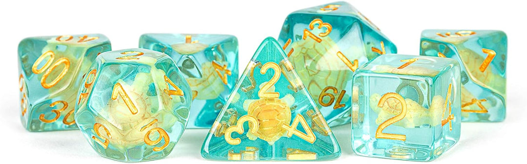 Metallic Dice Games 16mm Resin Poly DND Dice Set: Turtle Dice, Role Playing Game