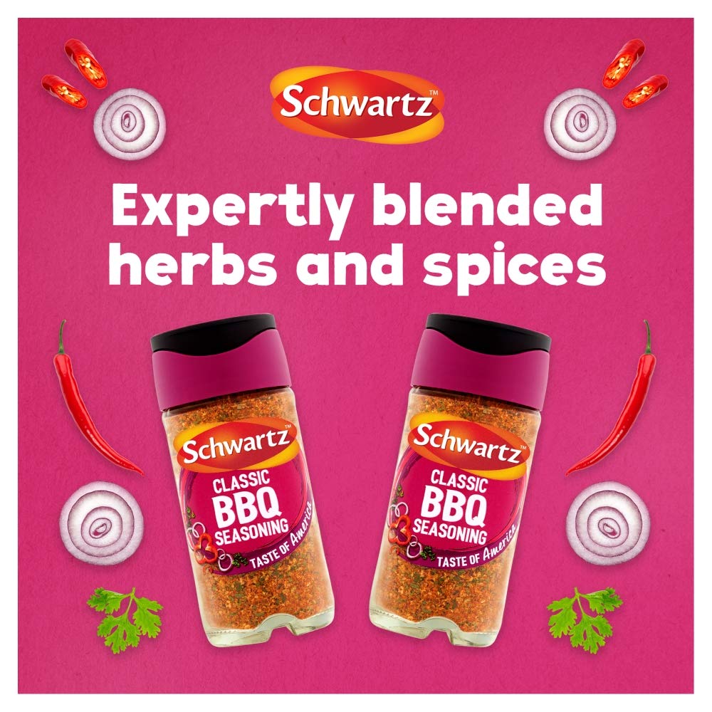 Schwartz Perfect Shake BBQ Seasoning - 44g Jar, Pack of 6 | Balanced Onion, Paprika & Chilli