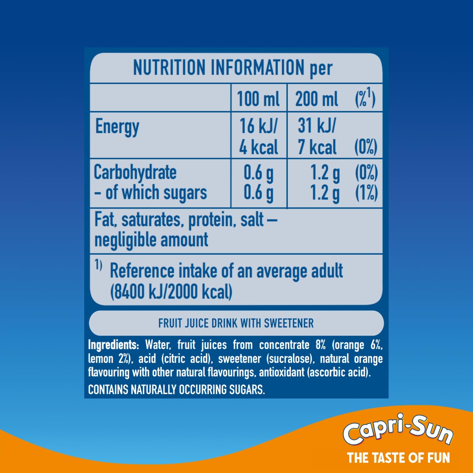 Capri-Sun Zero Orange Kids Juice Drink (4 x 200ml) - No Added Sugar, Gluten Free, Vegan 9