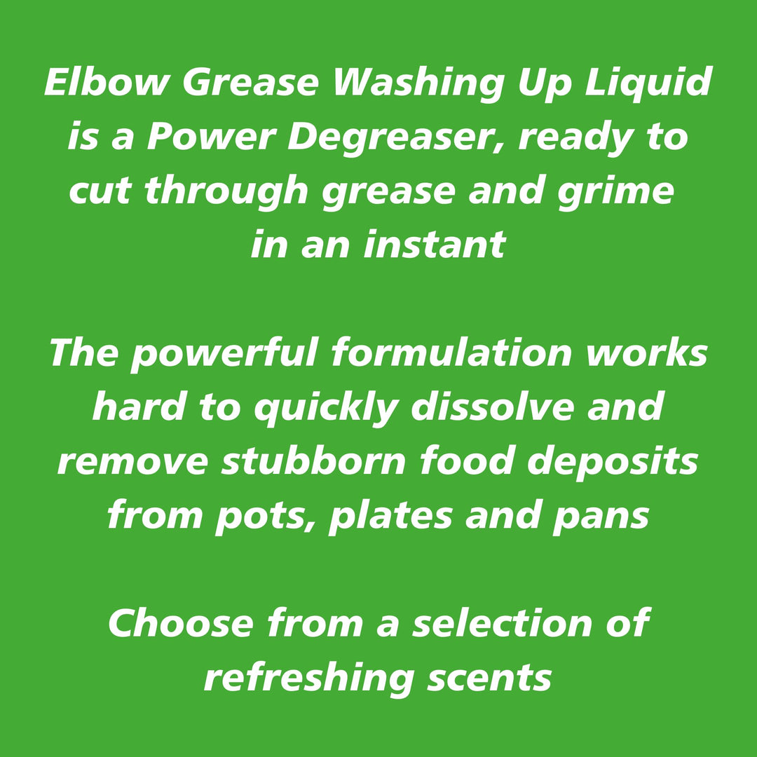 Elbow Grease Washing Up Liquid | Power Degreaser - Soap for Hand Washing Dishes, Pots, Pans & Glasses (Lemon, 600ml)