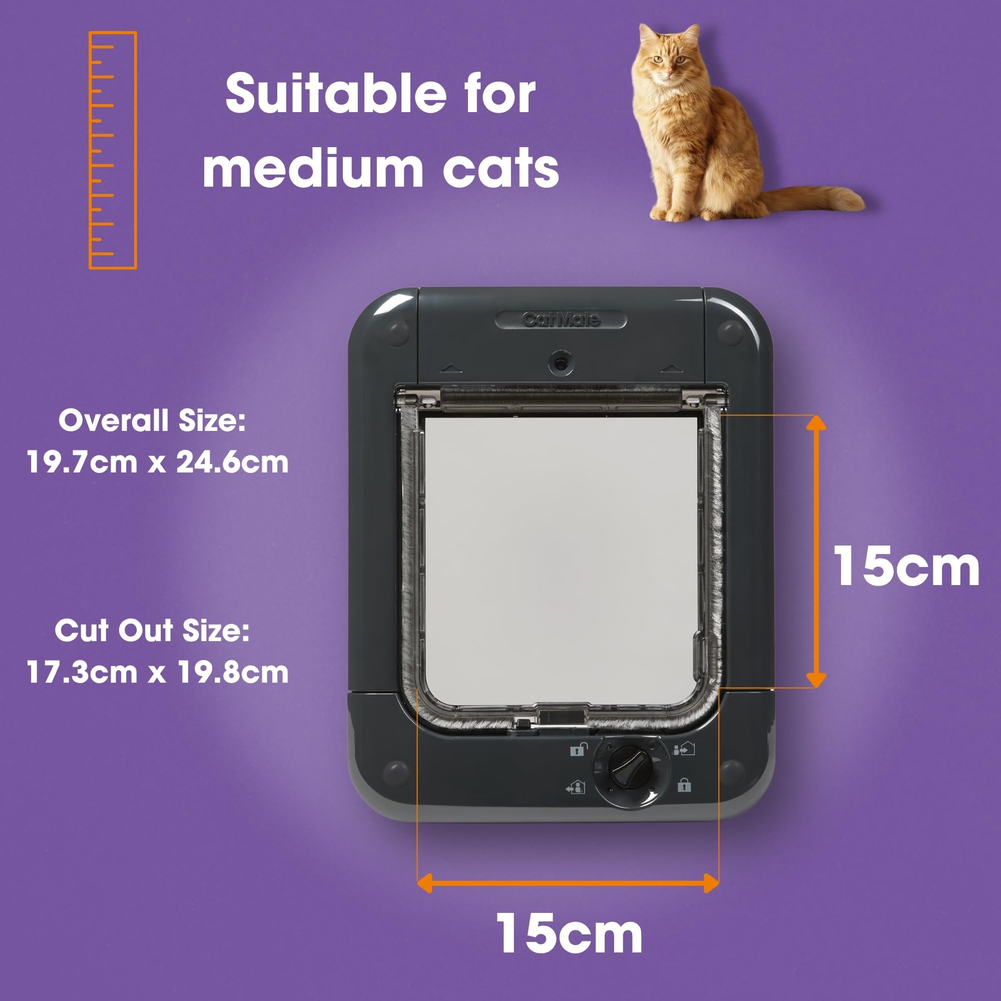 Cat Mate Microchip Activated Cat Flap 360G - For Cats and Small Dogs | Grey