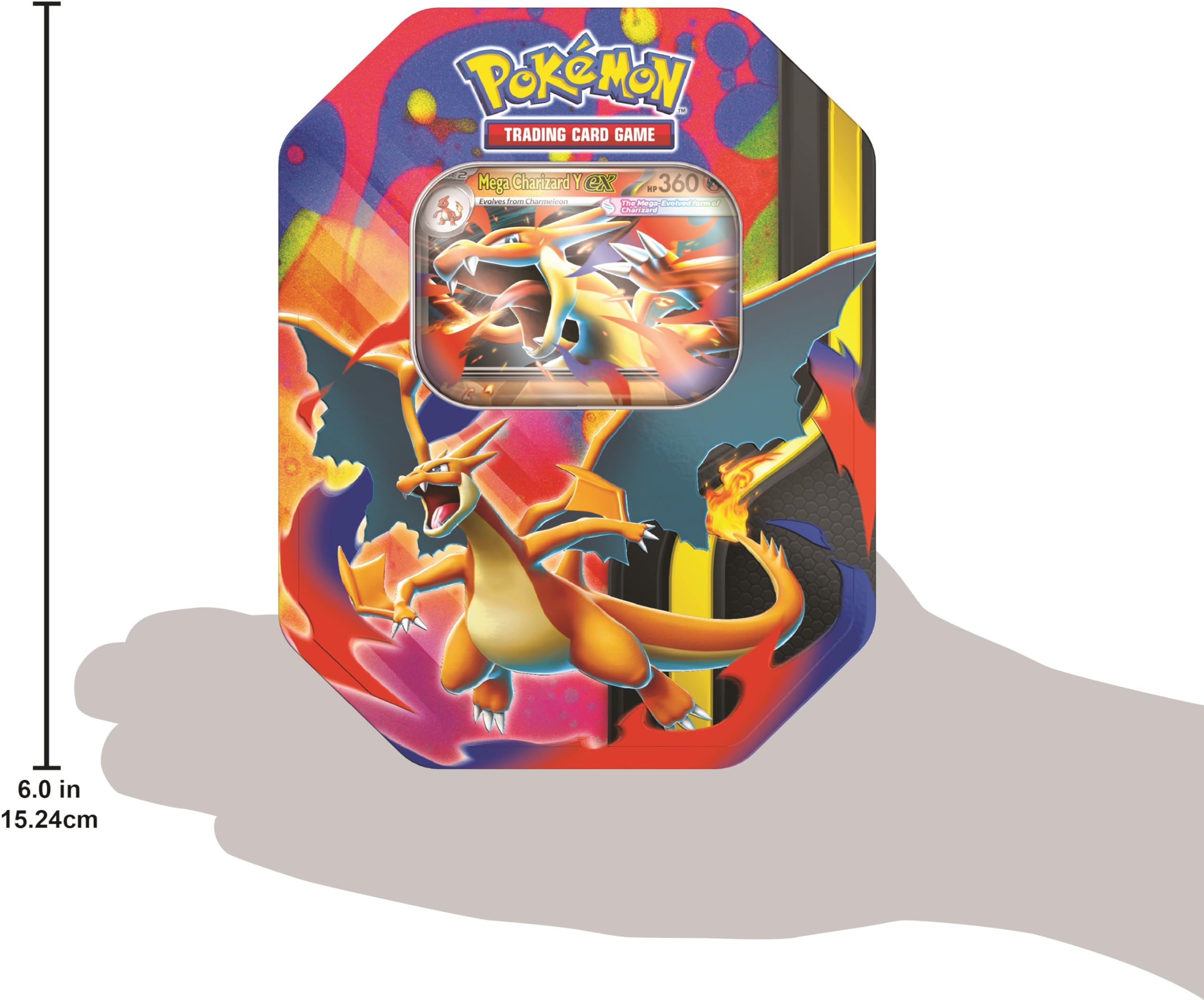 Pokémon TCG: Mega Charizard Tin featuring Mega Charizard X ex or Y ex | 4 Booster Packs 5