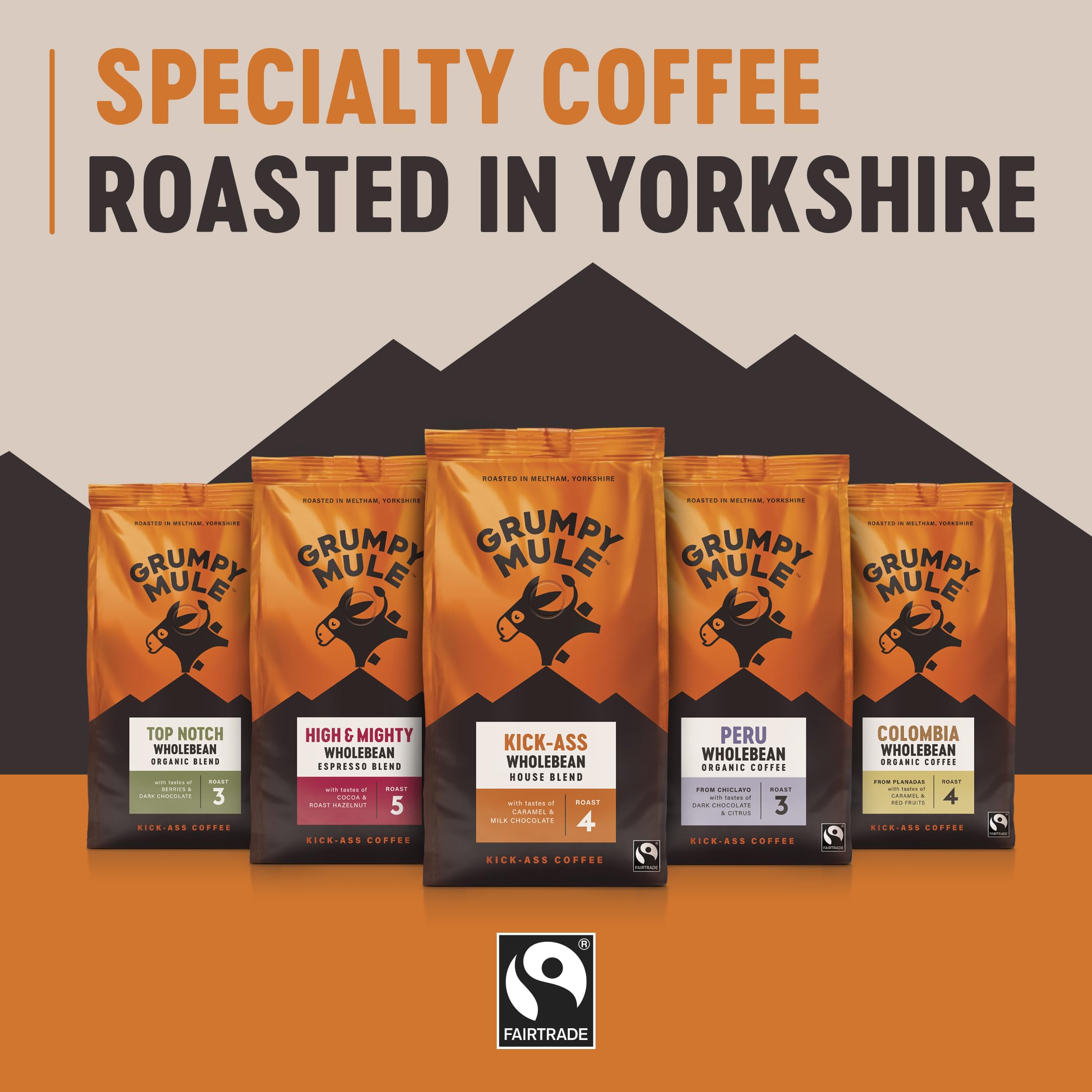 Grumpy Mule Kick-Ass House Blend Whole Coffee Beans - Caramel & Milk Chocolate Notes 4