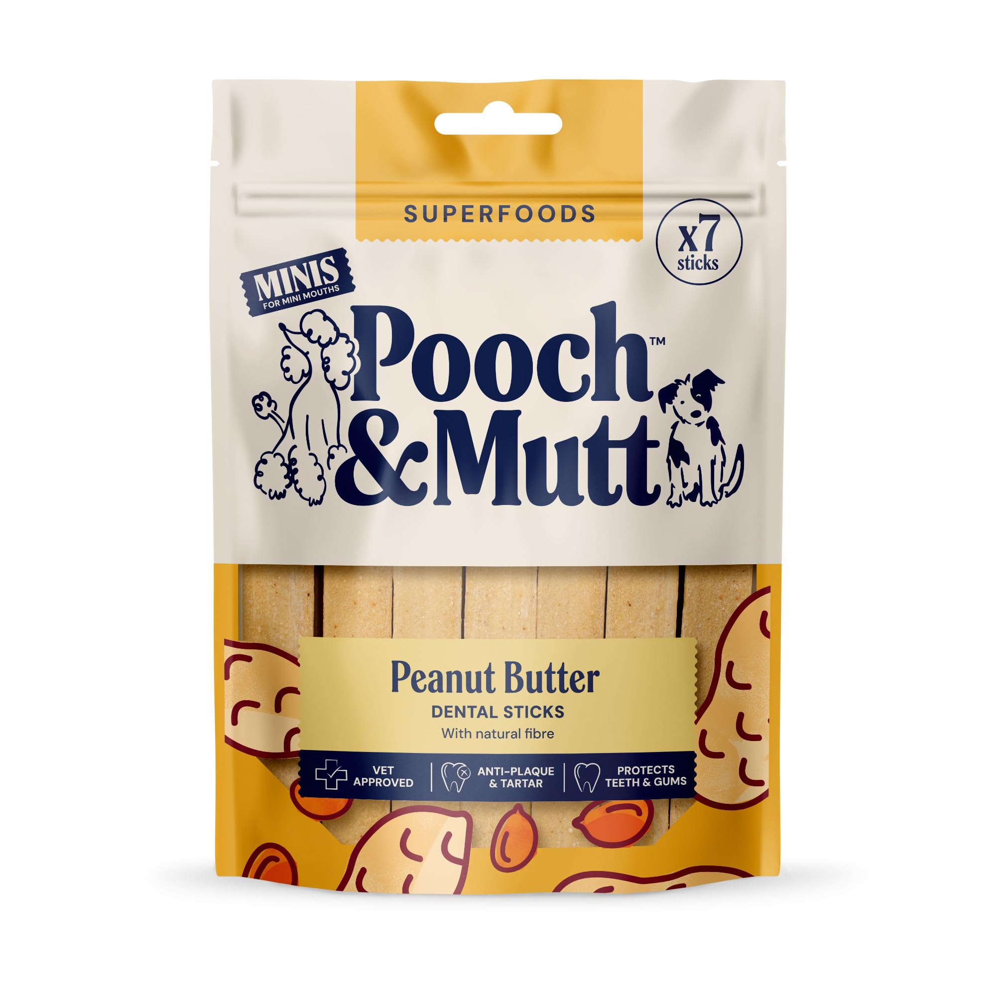 Pooch & Mutt Peanut Butter Dental Sticks - Plaque & Tartar Control for Small Dogs | 7 Sticks 1