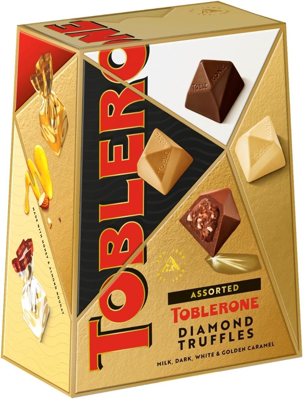 Toblerone Assorted Diamond Chocolate Truffles - Milk, Dark & Golden Caramel Praline, 180g 11