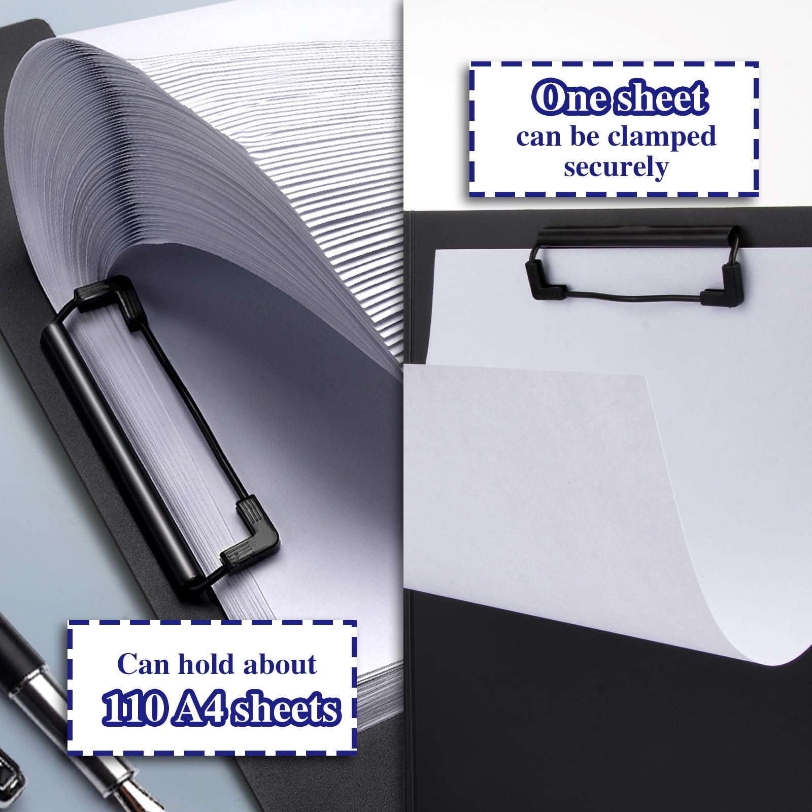 ASelected A4 Folding Clipboards with Cover, Black, Pack of 4 | Durable Plastic | Holds 100 Sheets 3