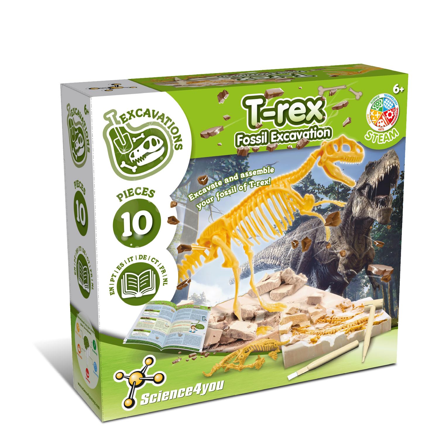 T Rex Fossil Hunting Kit - Excavate & Assemble 15-Piece Dinosaur Fossil - Science4you Age 6+ 6