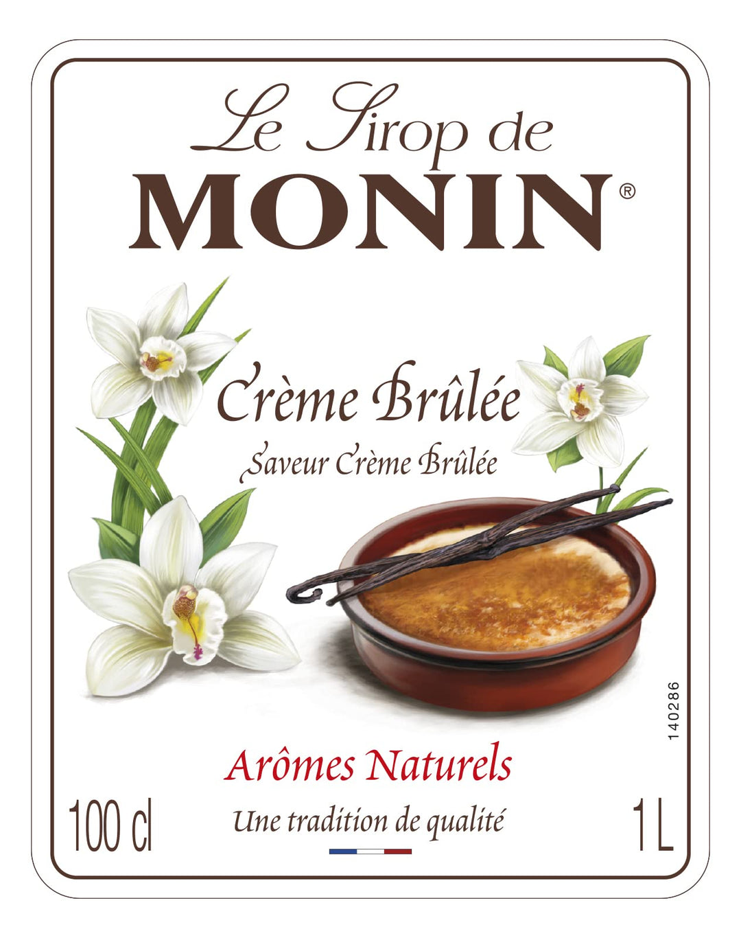 MONIN Crème Brûlée Syrup 1L - Vanilla Indulgence for Coffee, Cocktails & Dessert Drinks