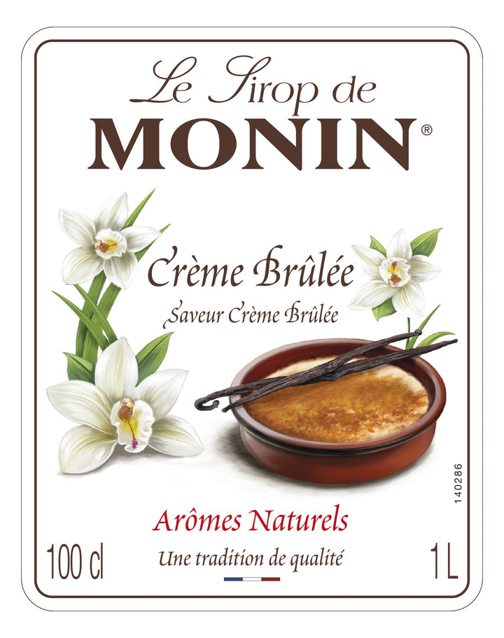 MONIN Crème Brûlée Syrup 1L - Vanilla Indulgence for Coffee, Cocktails & Dessert Drinks