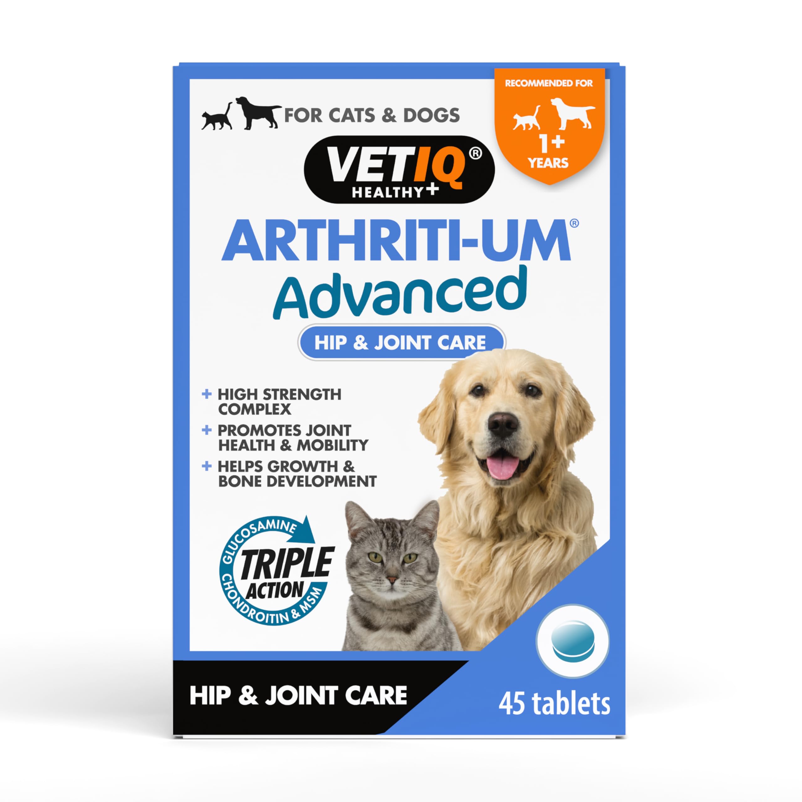 VETIQ Arthriti-Um Advanced Hip & Joint Care Tablets - 45 Count | Supports Mobility & Flexibility