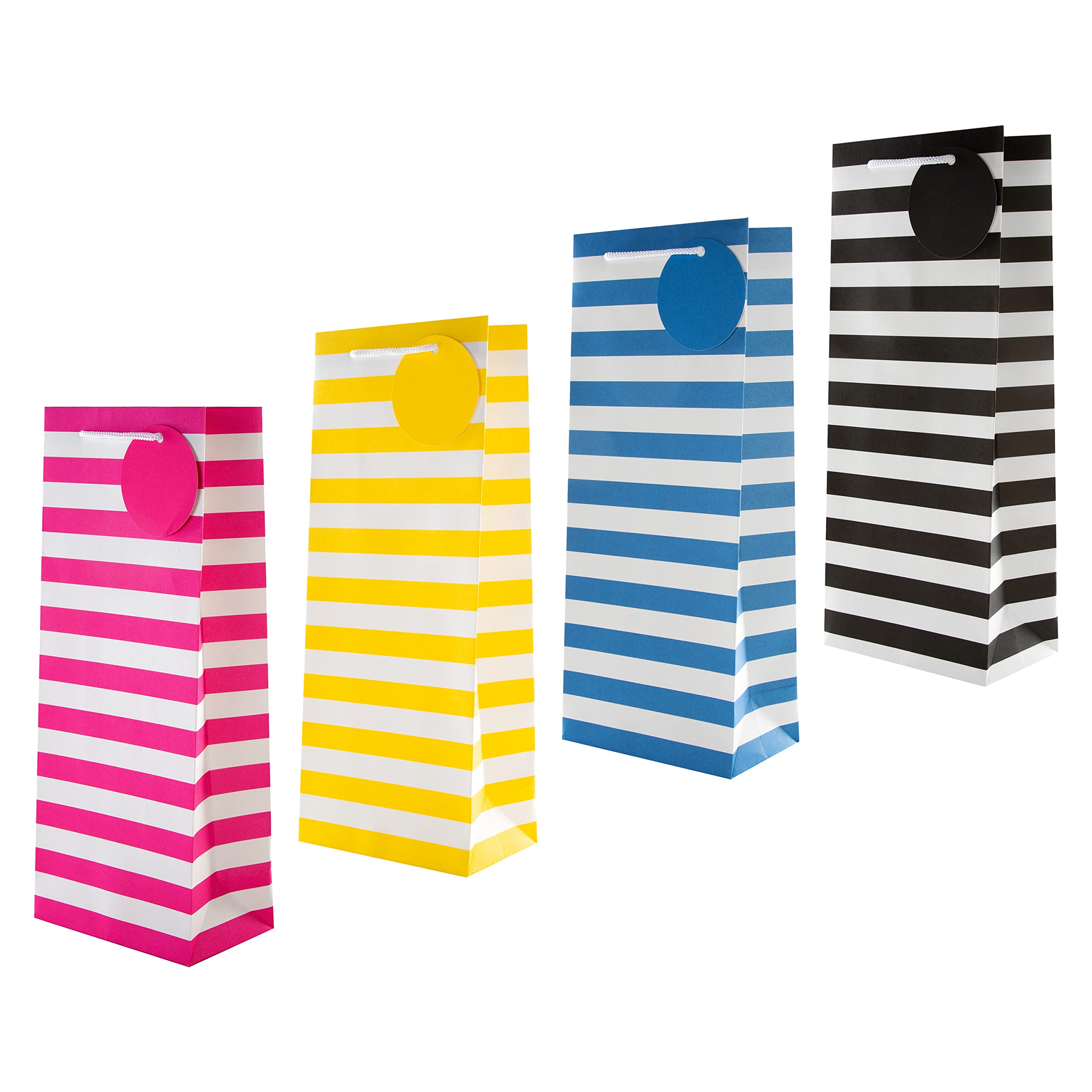 Hallmark Multi-Occasion Bottle Gift Bags - Pack of 4 | Striped Design | FSC Certified Paper 1