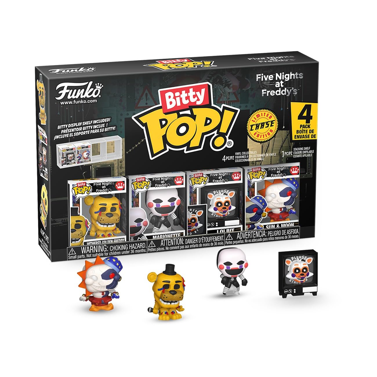 Funko Bitty POP! Five Nights at Freddy's 4-Pack: Golden Freddy, Marionette, Lolbit, Sun & Moon