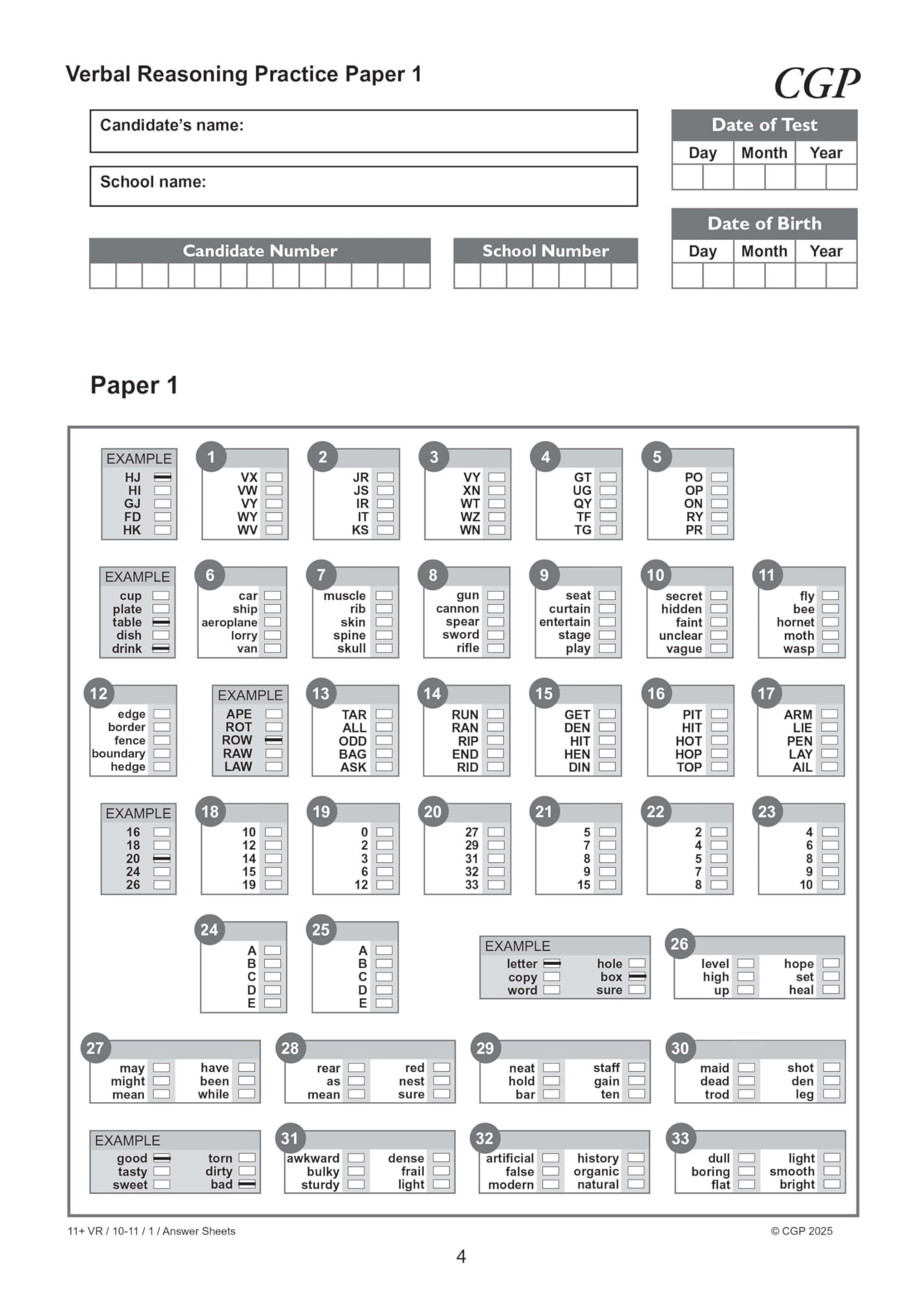 CGP 11+ GL Verbal Reasoning Practice Papers - Ages 10-11 | Pack 1 with Parents' Guide & Online Edition 6