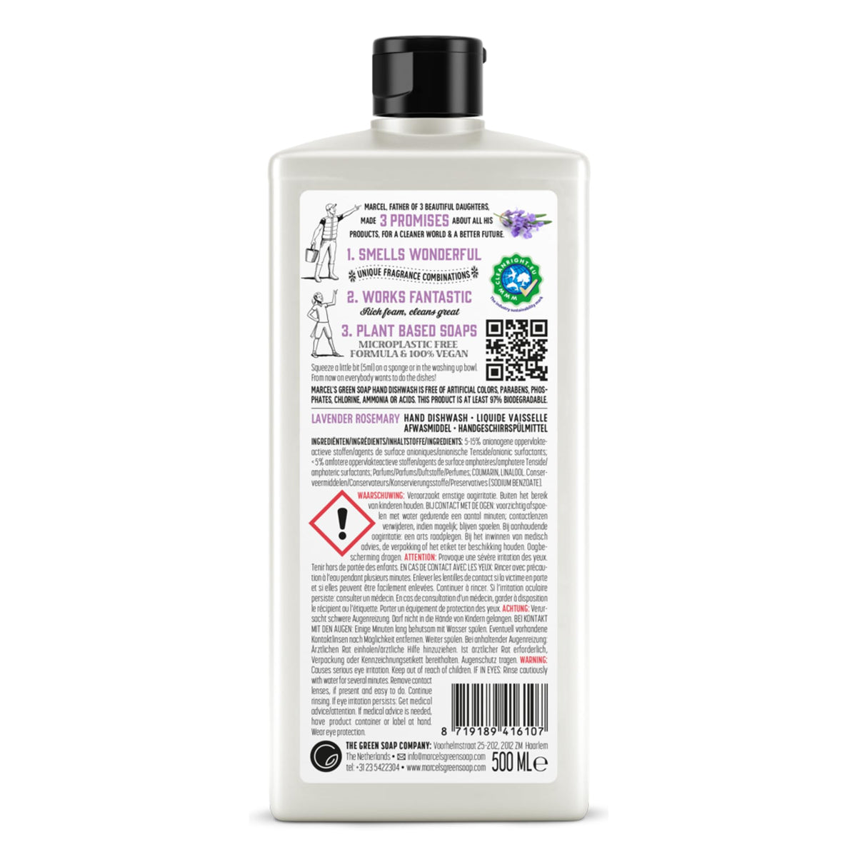 Marcel's Green Soap Washing-Up Liquid Lavender & Rosemary - 500 ml, Pack of 2