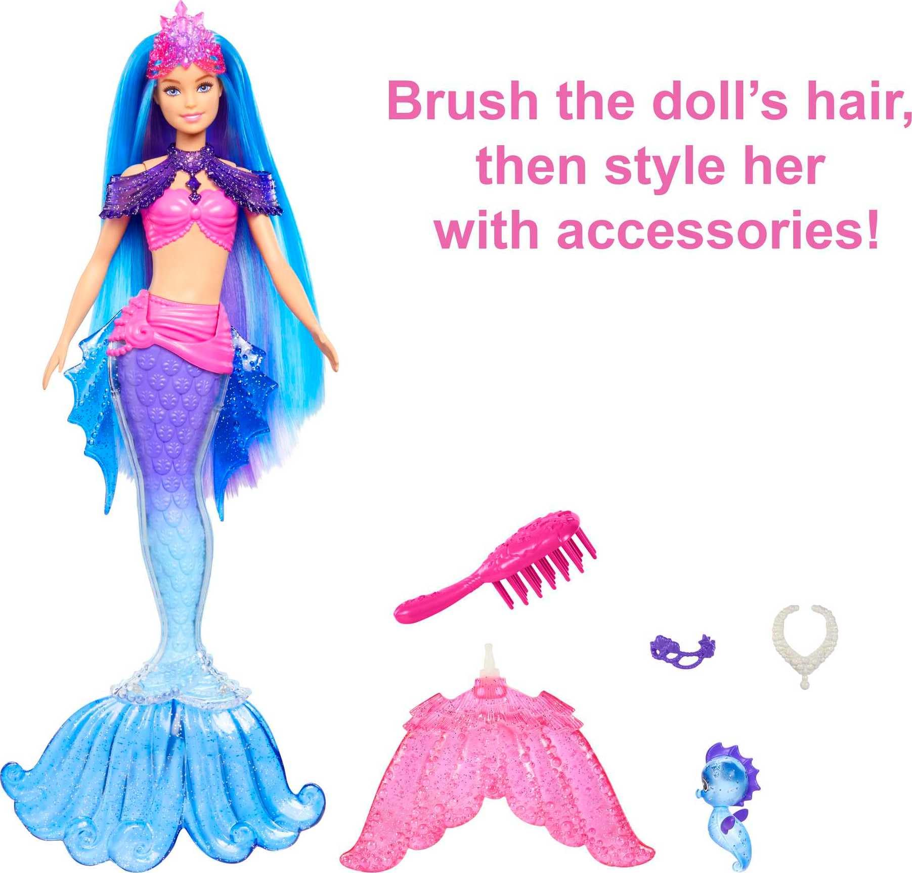 Barbie Mermaid Power Barbie “Malibu” Roberts Doll with Pet, Interchangeable Fins & Accessories | Age 3+ 3