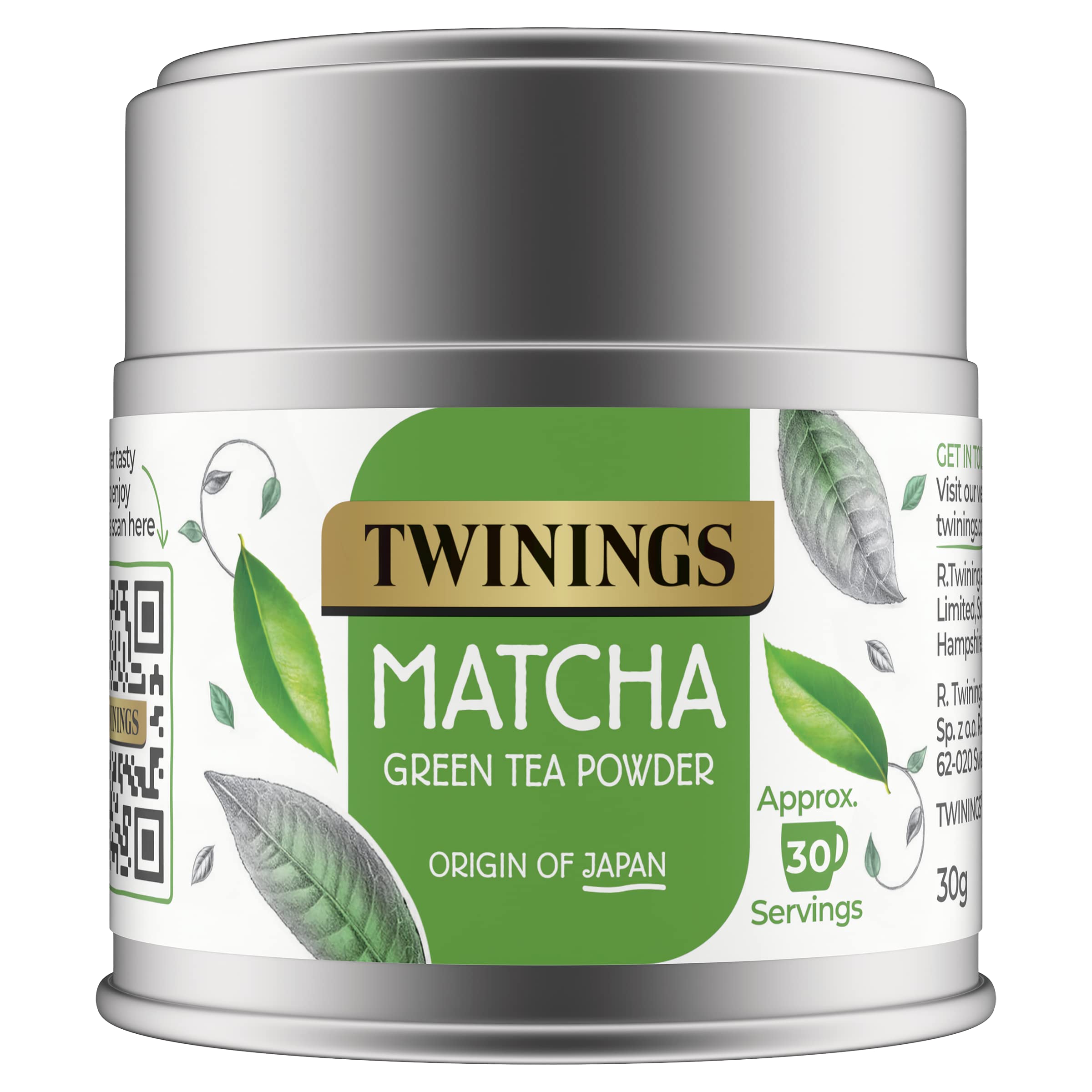 Twinings Organic Ceremonial Grade Matcha Green Tea Powder - 30g Tin 18