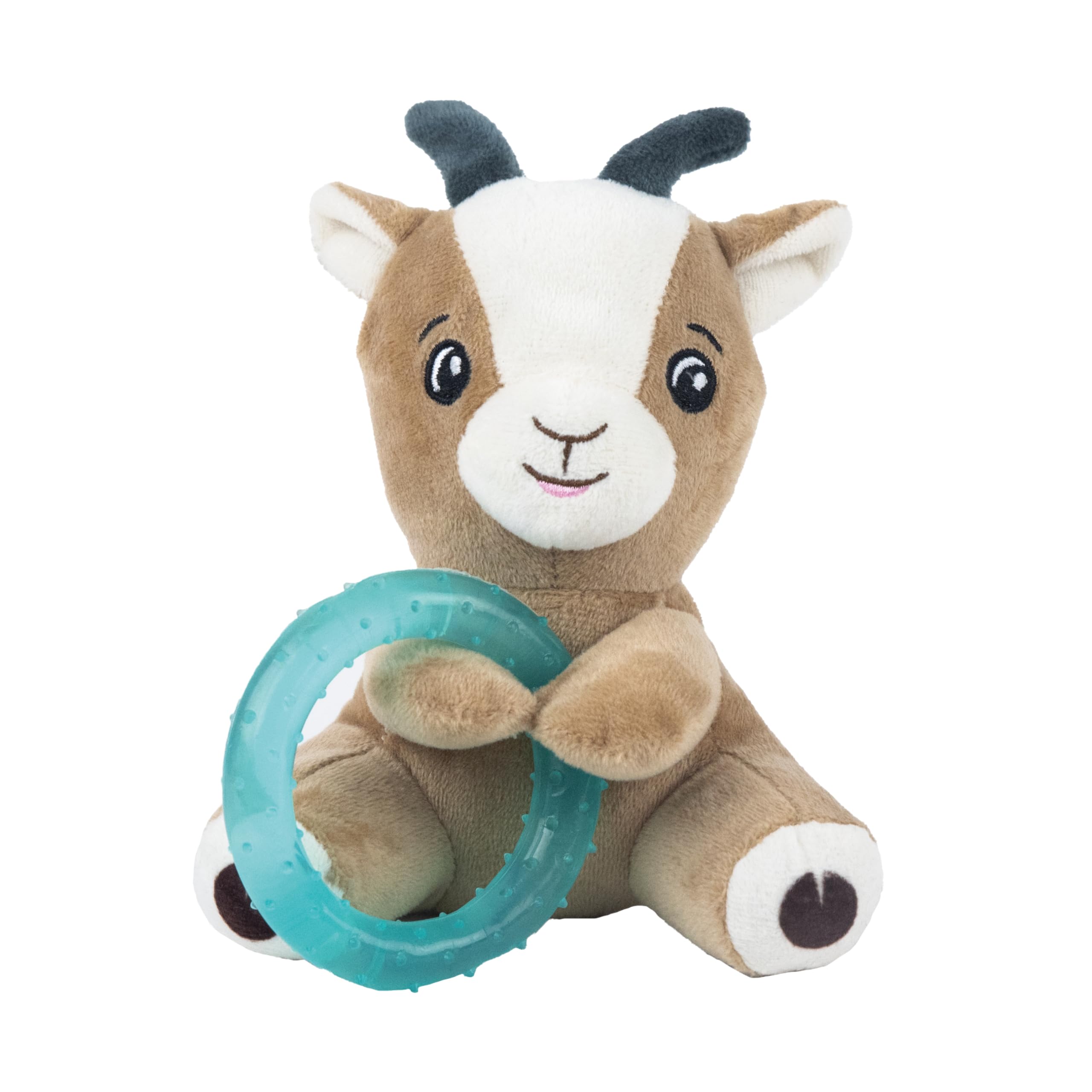 Webbox Gerald the Goat Plush Squeaky Dog Toy with Teething Ring for Puppies & Small Breeds