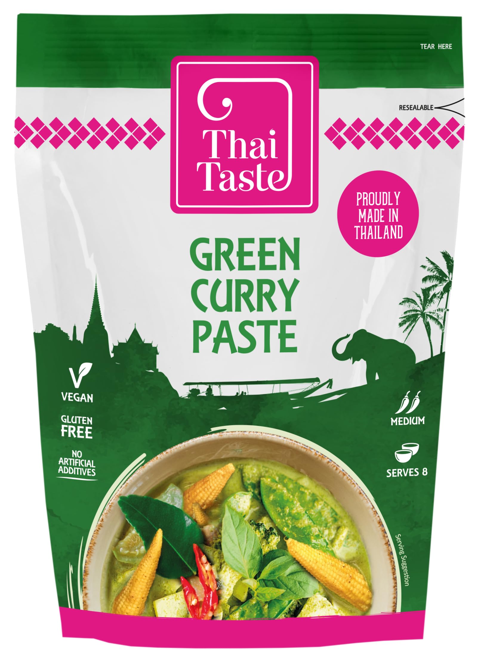 Thai Taste Green Curry Paste - Authentic Thai Flavor | Gluten-Free | 200g Pouch