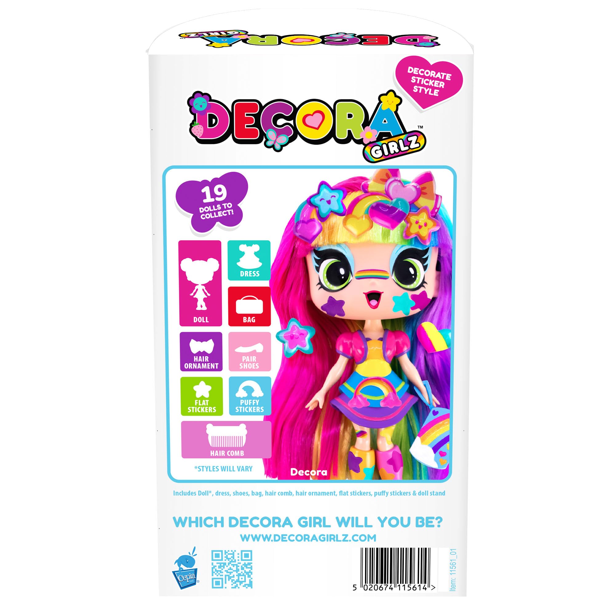 John Adams Decora Girlz 5" Sticker 'n' Style Fashion Doll - Collectible Vinyl Doll with 44 Accessories 5