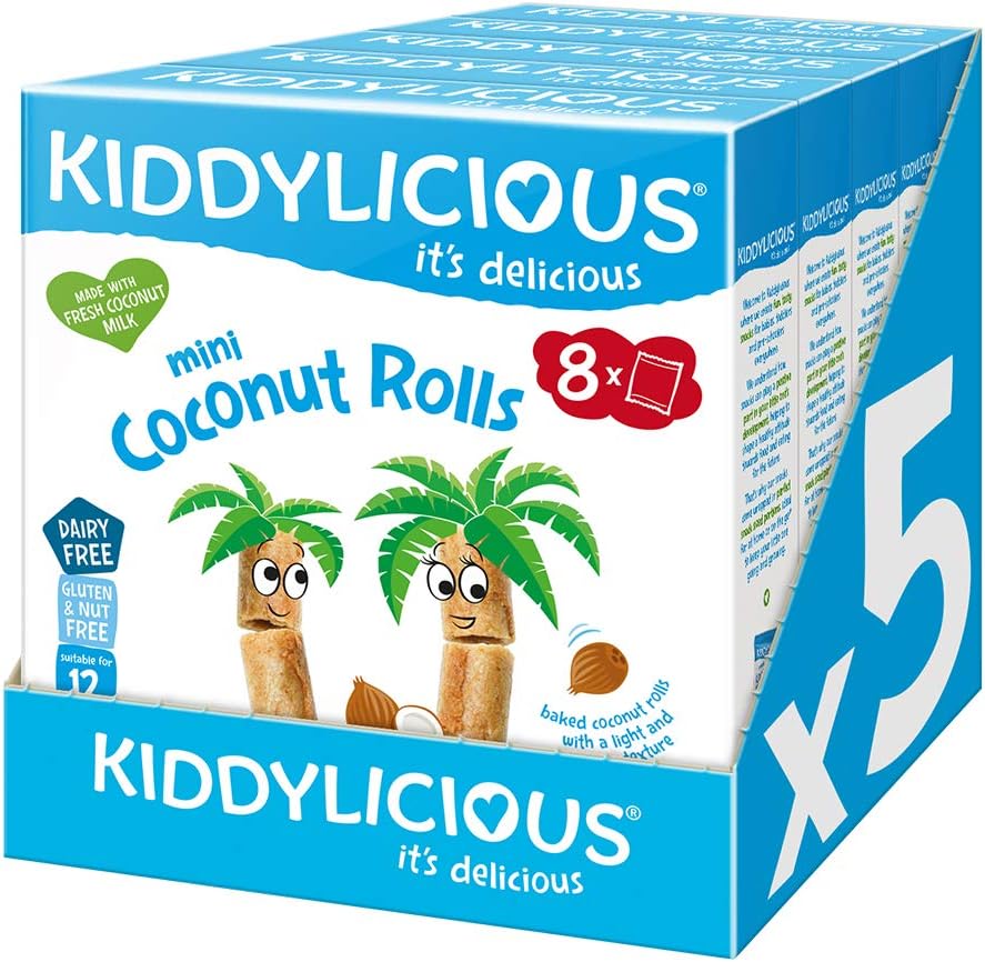Kiddylicious Mini Coconut Rolls - Natural Snacks for Kids, Pack of 40