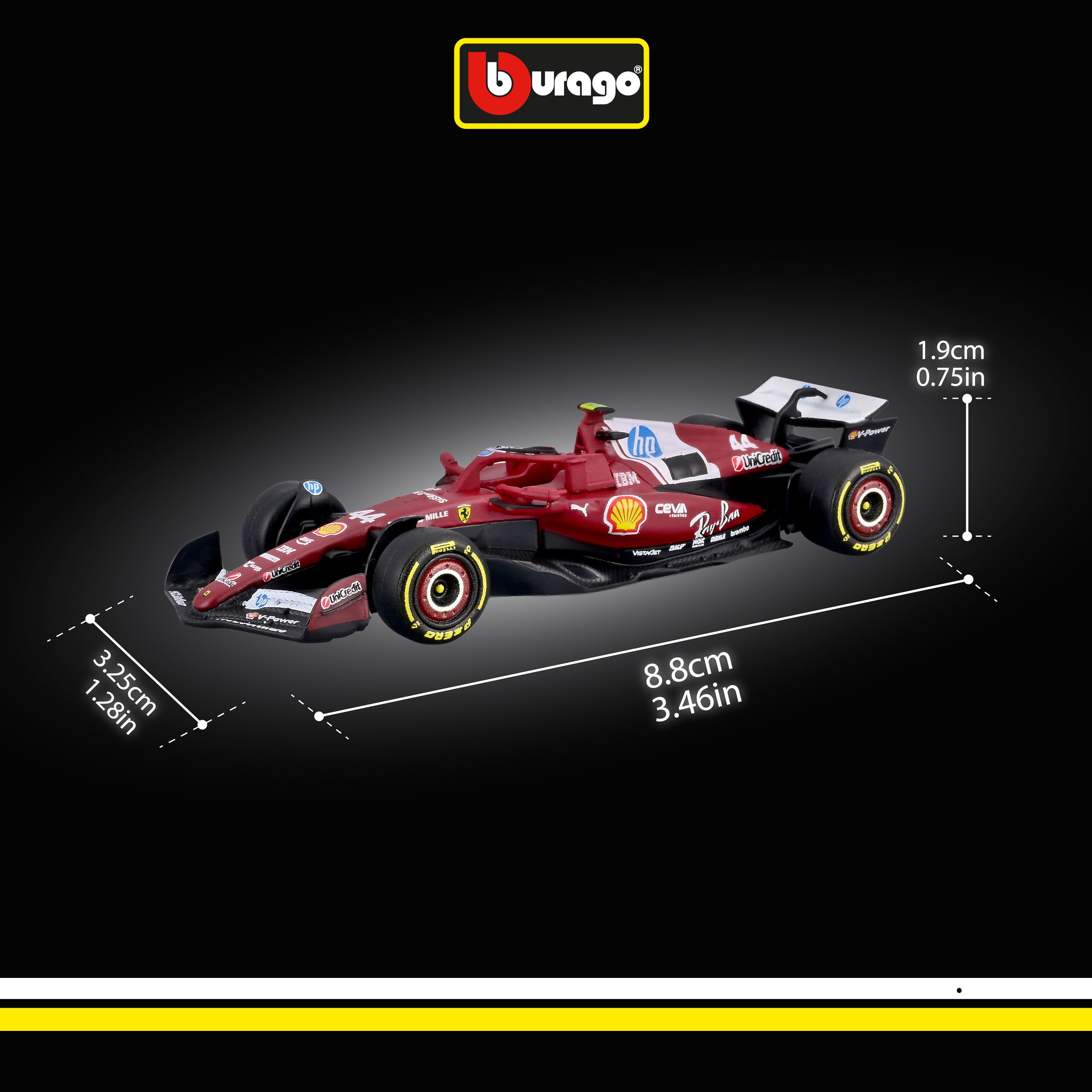 Bburago F1 Ferrari SF-25 #44 Lewis Hamilton 2025 Diecast Car | 1:64 Scale | Metal 5