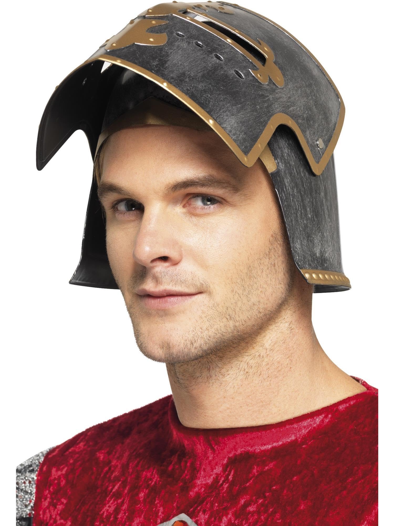 Smiffys Medieval Crusader Helmet - Silver Plastic with Moveable Face Shield | One Size 2