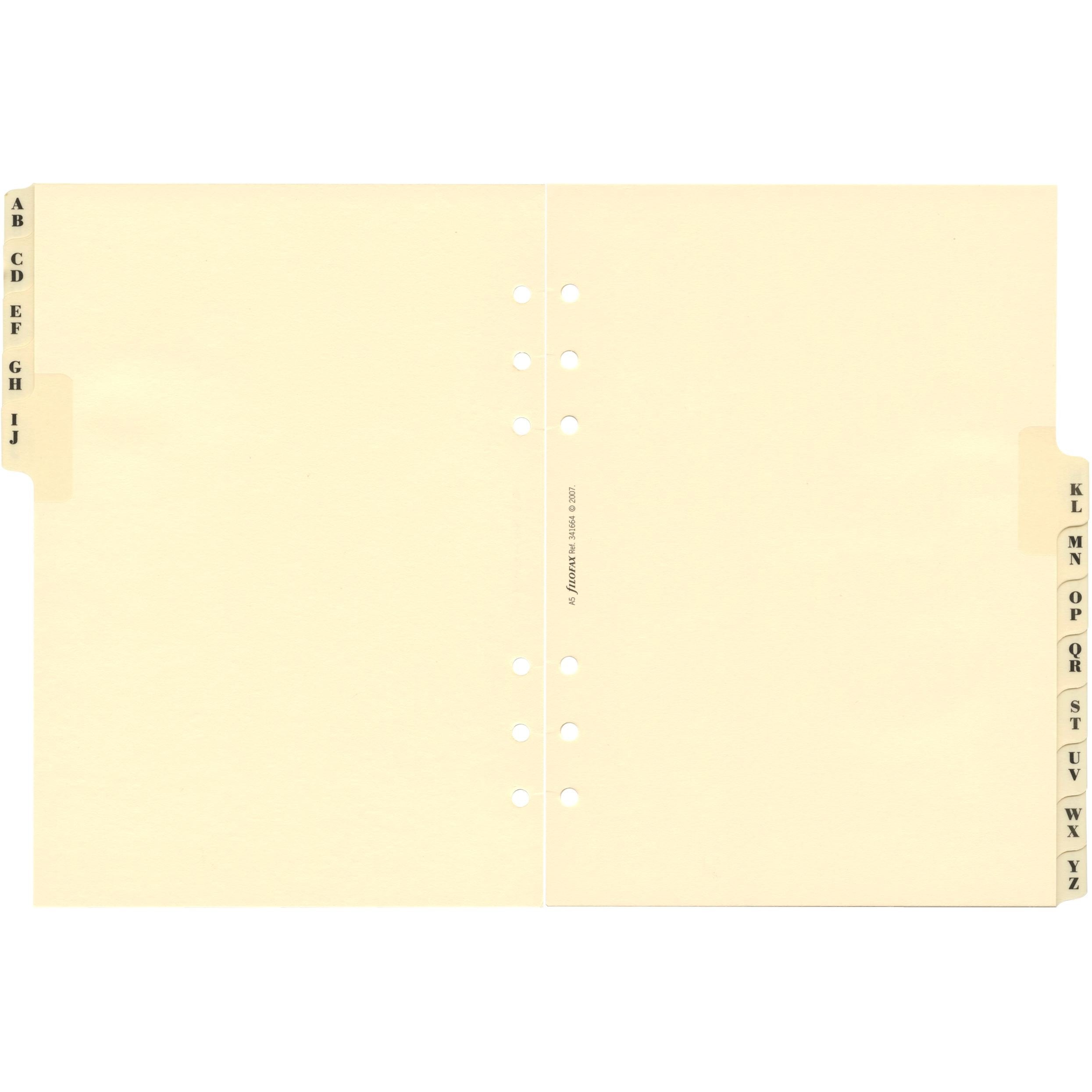 Filofax A-Z Index Refill Insert | A5 Size | Cream Paper | Reinforced Tabs