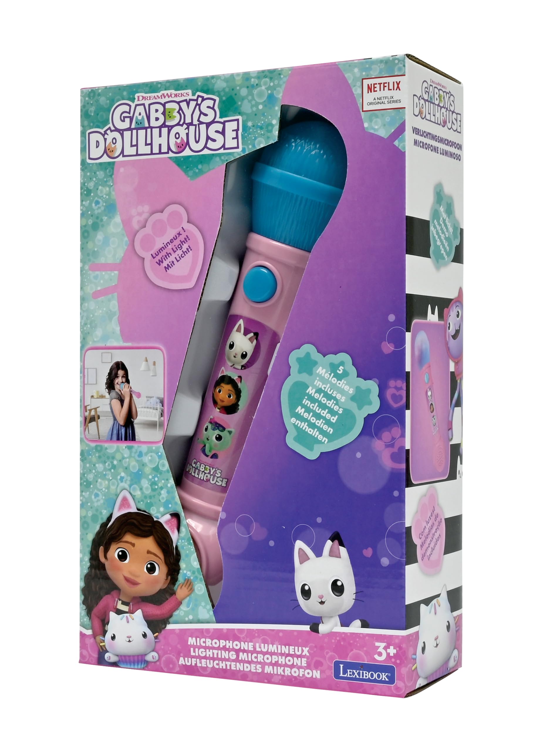 Lexibook Gabby's Dollhouse Lighting Microphone - Musical Toy with Lights & Sounds for Kids 6