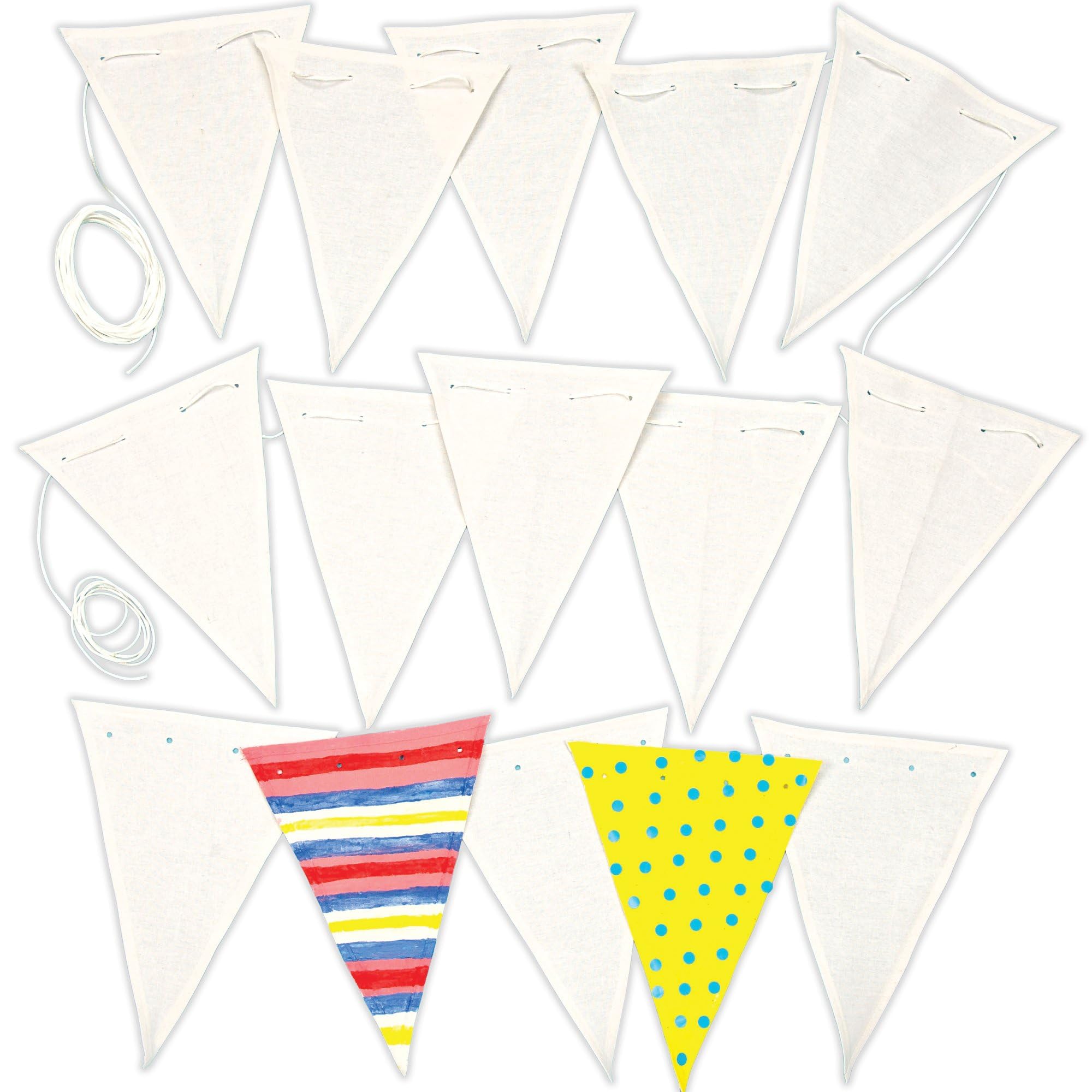 Baker Ross Design Your Own Fabric Bunting - 8m Cord, Pack of 15 Flags 1