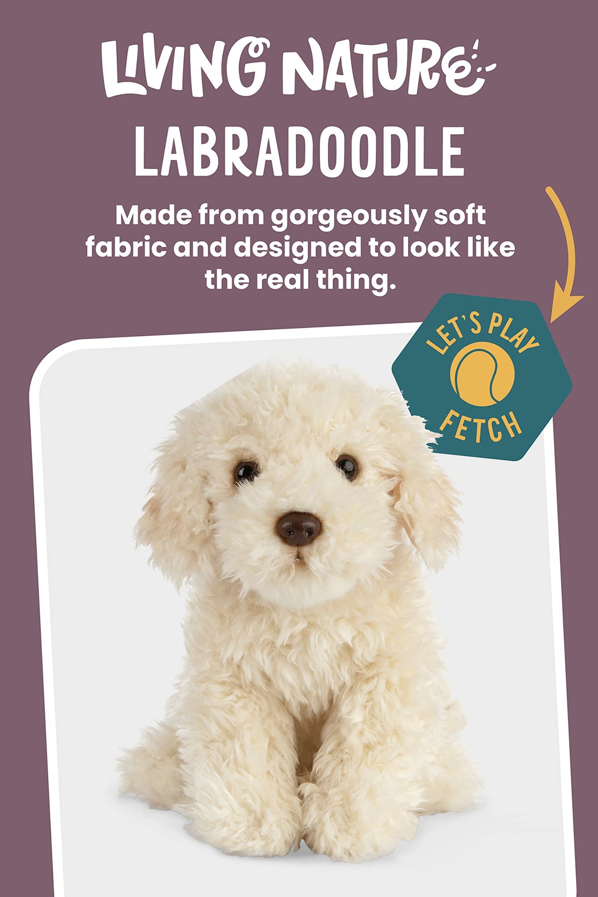 Living Nature Labradoodle Stuffed Dog Toy - 25cm, Cream