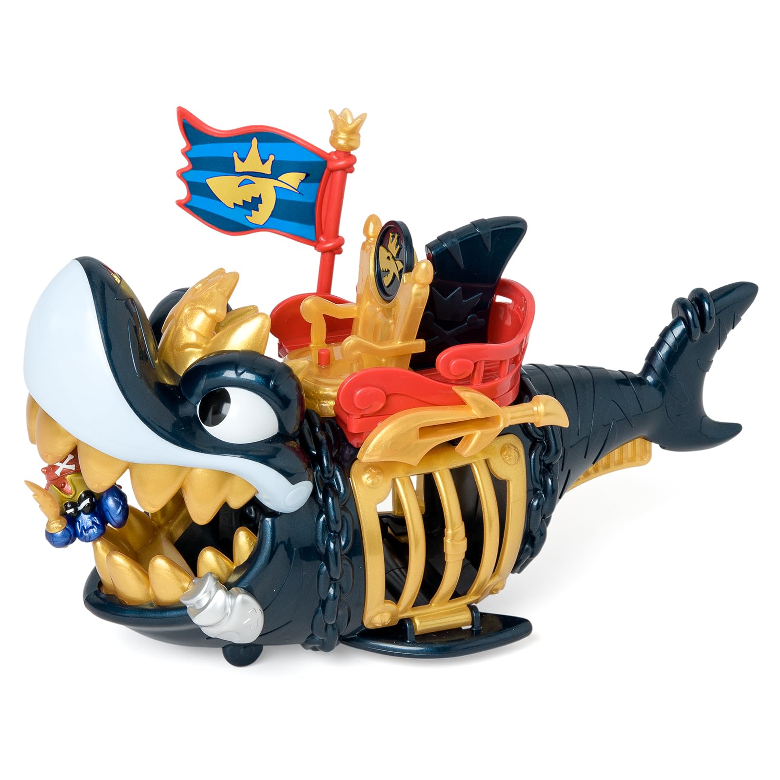 PIRATIX ADVENTURE WORLD King Shark Golden Teeth Playset | Articulated Shark with Cage | Includes Captain Hermitt Figure 3